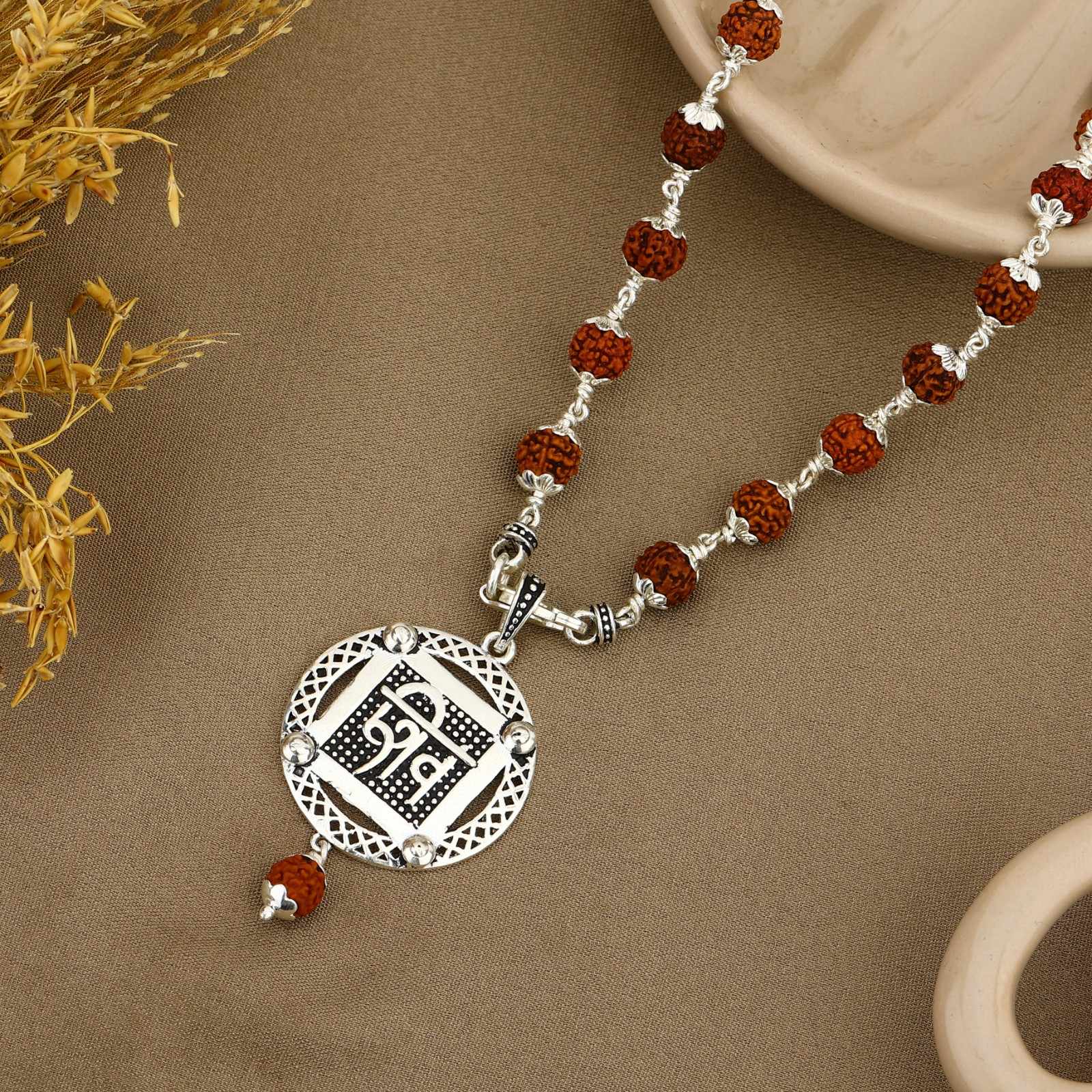 Sacred Mantra Shiva Silver Pendant