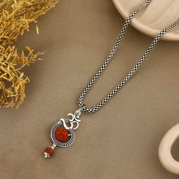 Om Rudraksha Silver Pendant
