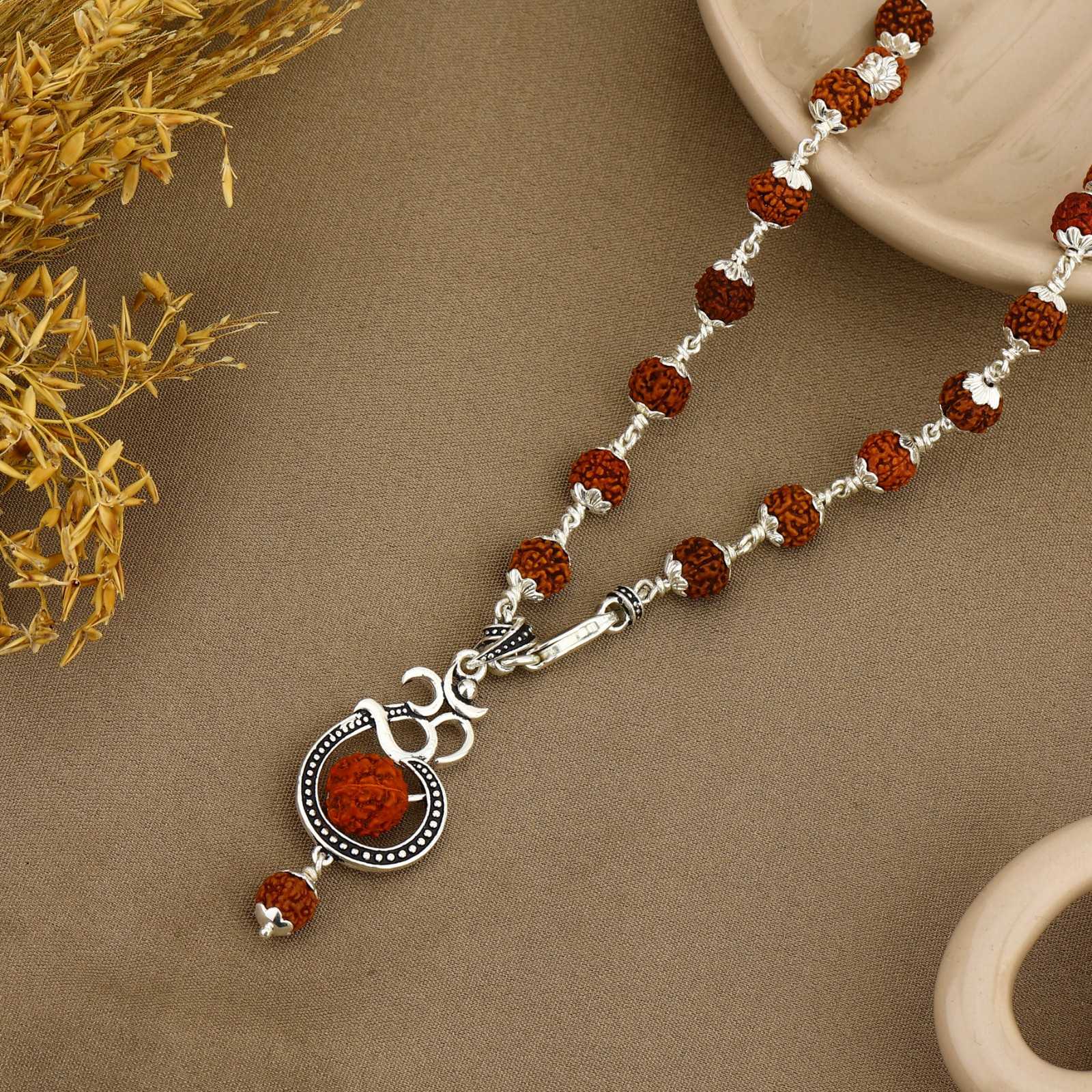 Om Rudraksha Silver Pendant