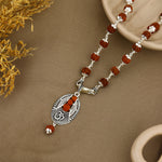 Om Rudraksha Beads Silver Pendant