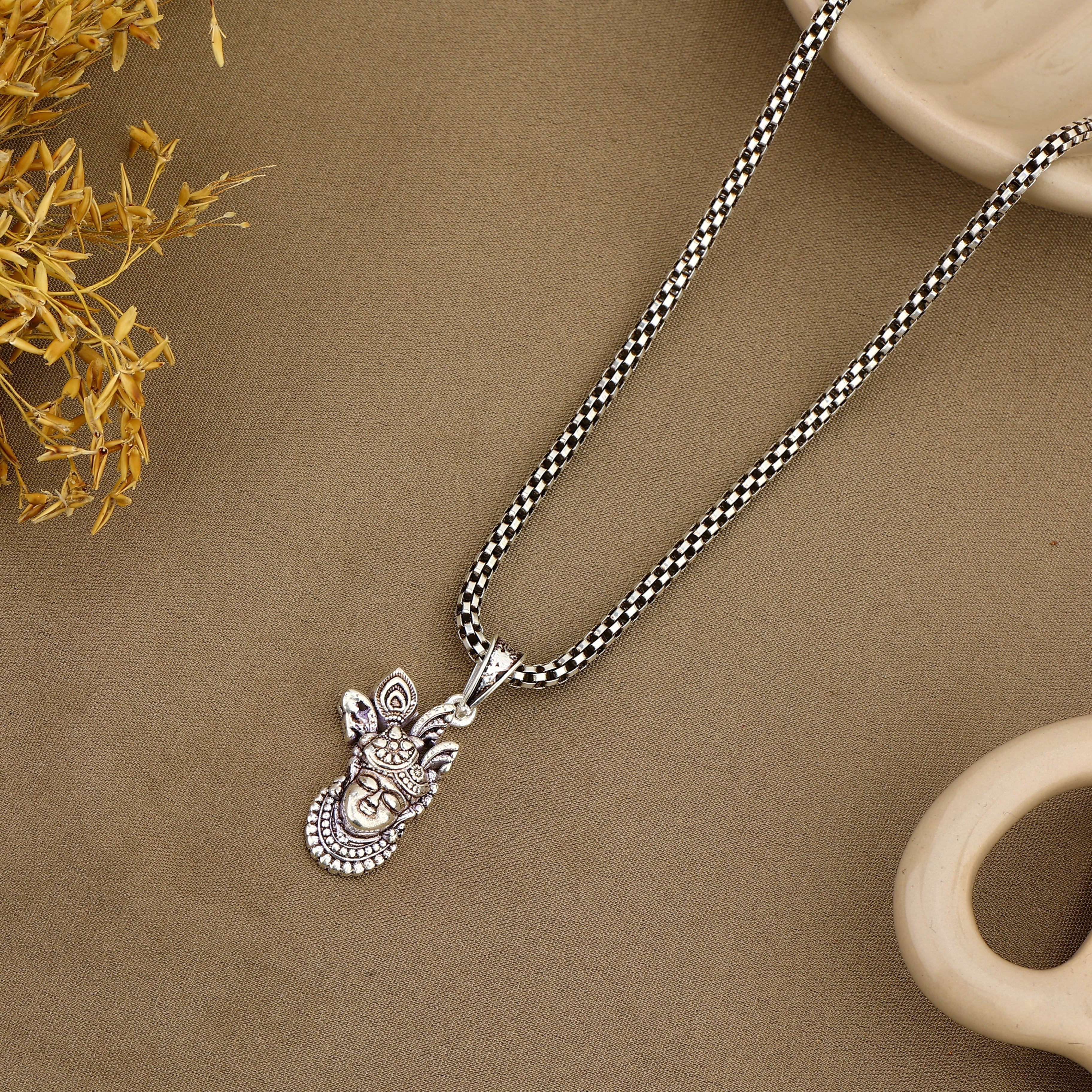 Shrinathji Face Silver Pendant