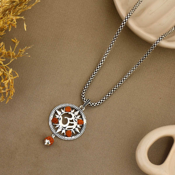 Spiritual Om Rudraksha Silver Pendant