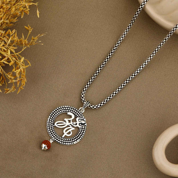 Om Trishul Rudraksha Silver Pendant