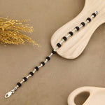 6–7 mm Black Rudraksha Silver Bracelet