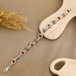 Authentic Rudraksha Capping Silver Jay Shree Ram Silver Bracelet