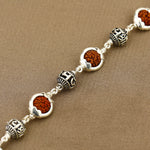 Rudraksha Capping Silver Jay Shree Ram Silver Bracelet