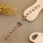 Authentic Rudraksha Silver Trishul Damru Bracelet
