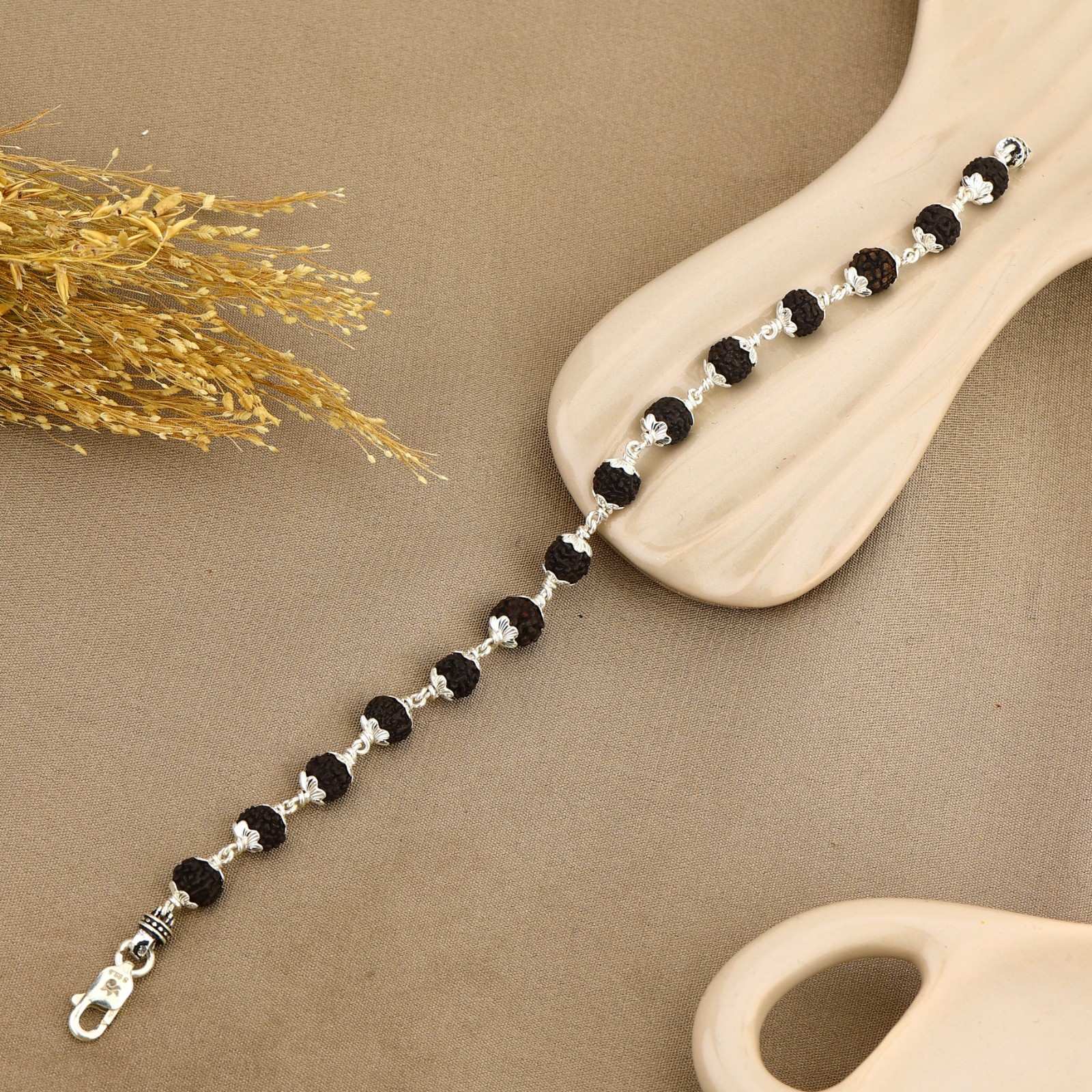 Original Black Rudraksha Silver Bracelet