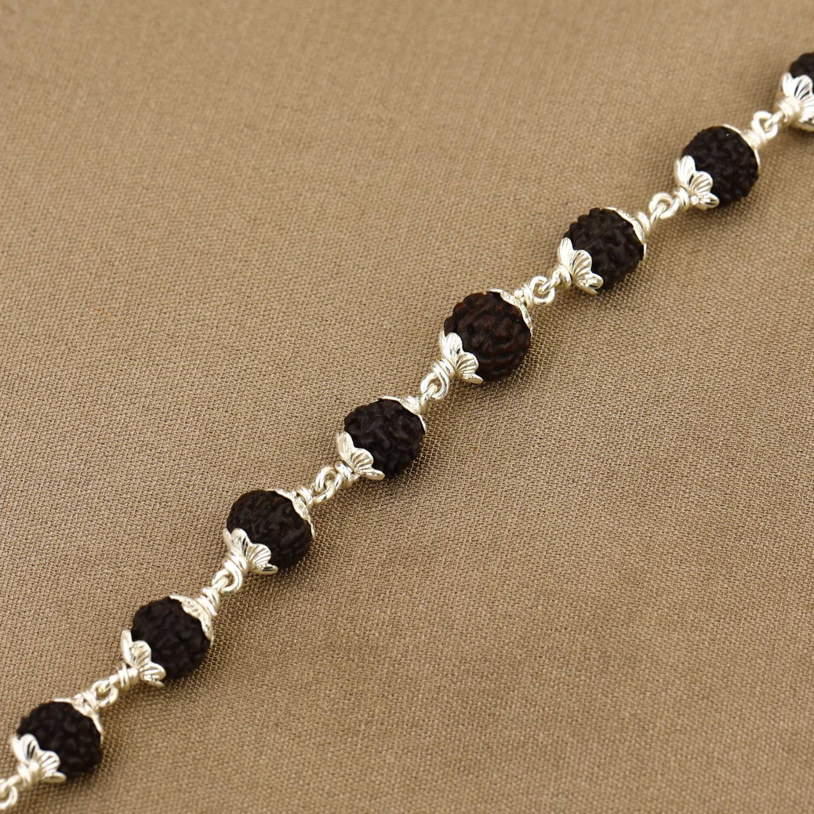 Black Rudraksha Silver Bracelet