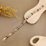 Authentic Rudraksha and Triangle Silver Beads Bracelet