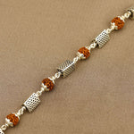 Rudraksha and Triangle Silver Beads Bracelet