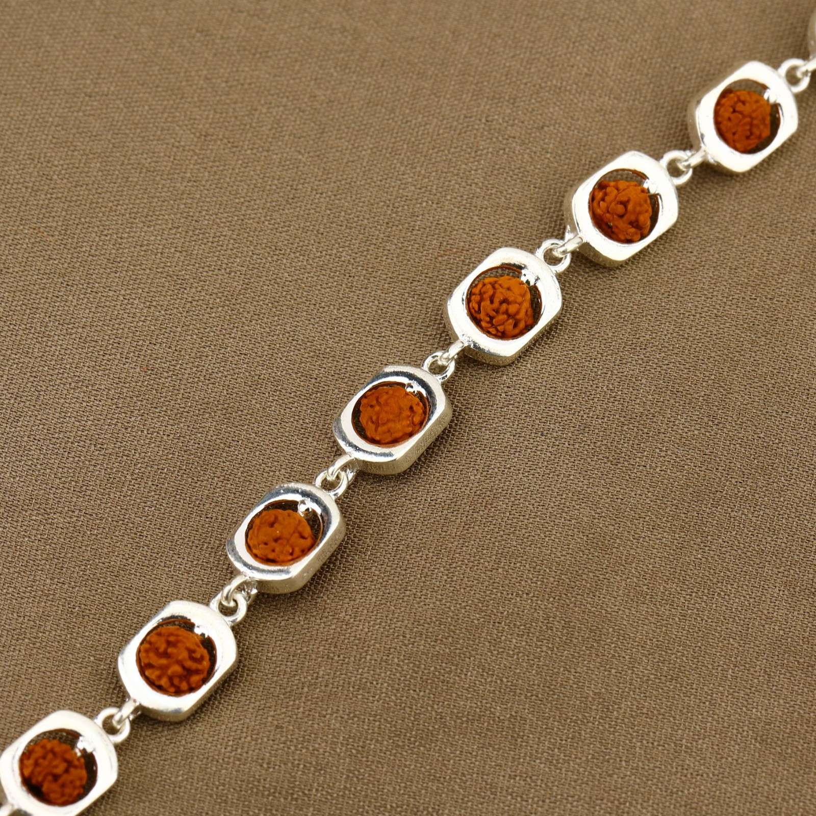 Rudraksha Silver Round Orbit Bracelet