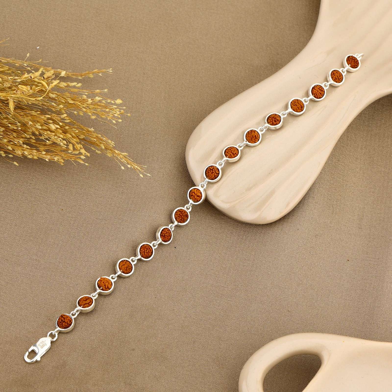 Premium 92.5 Silver Round Frame Bracelet