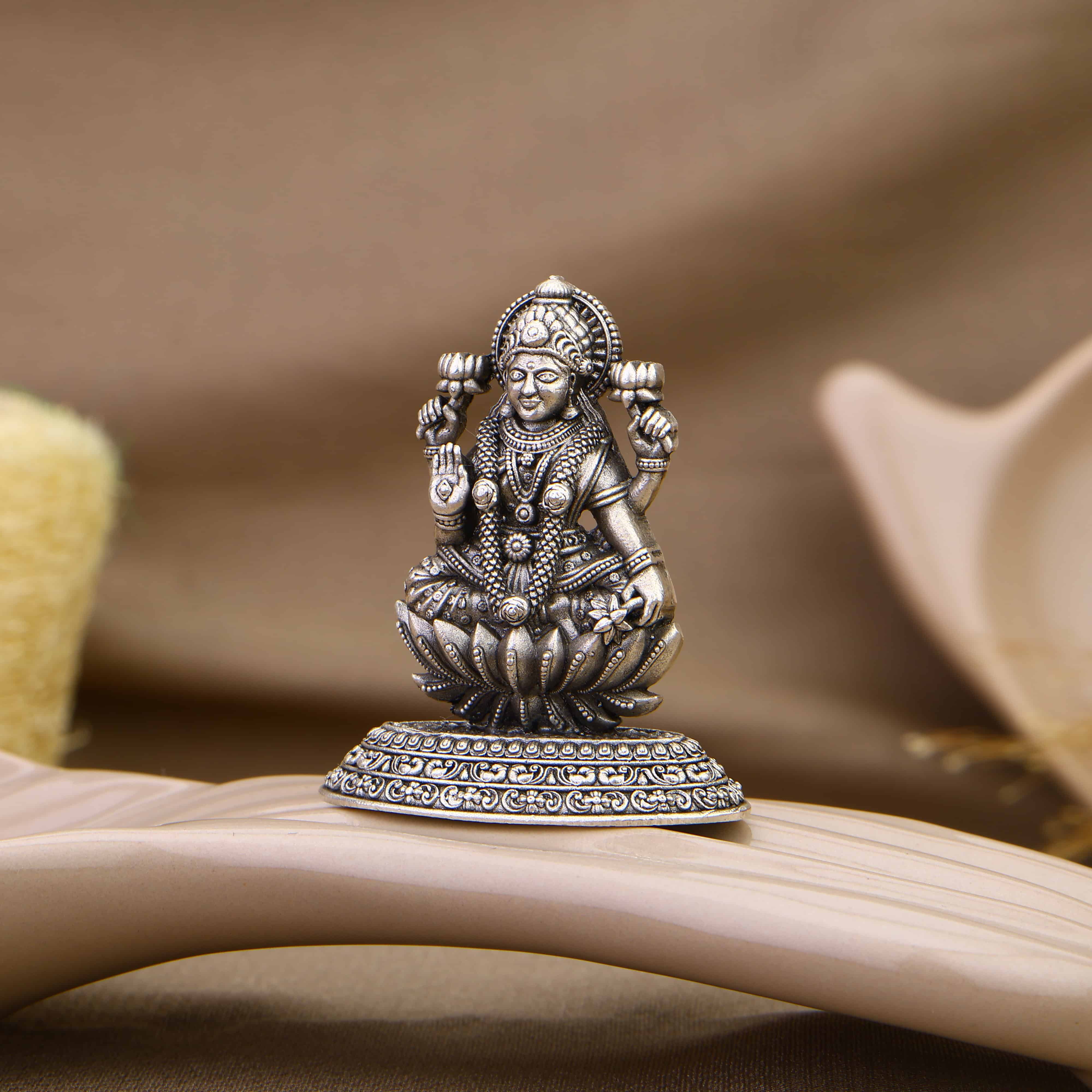 Goddess Dhanalakshmi Silver Murti