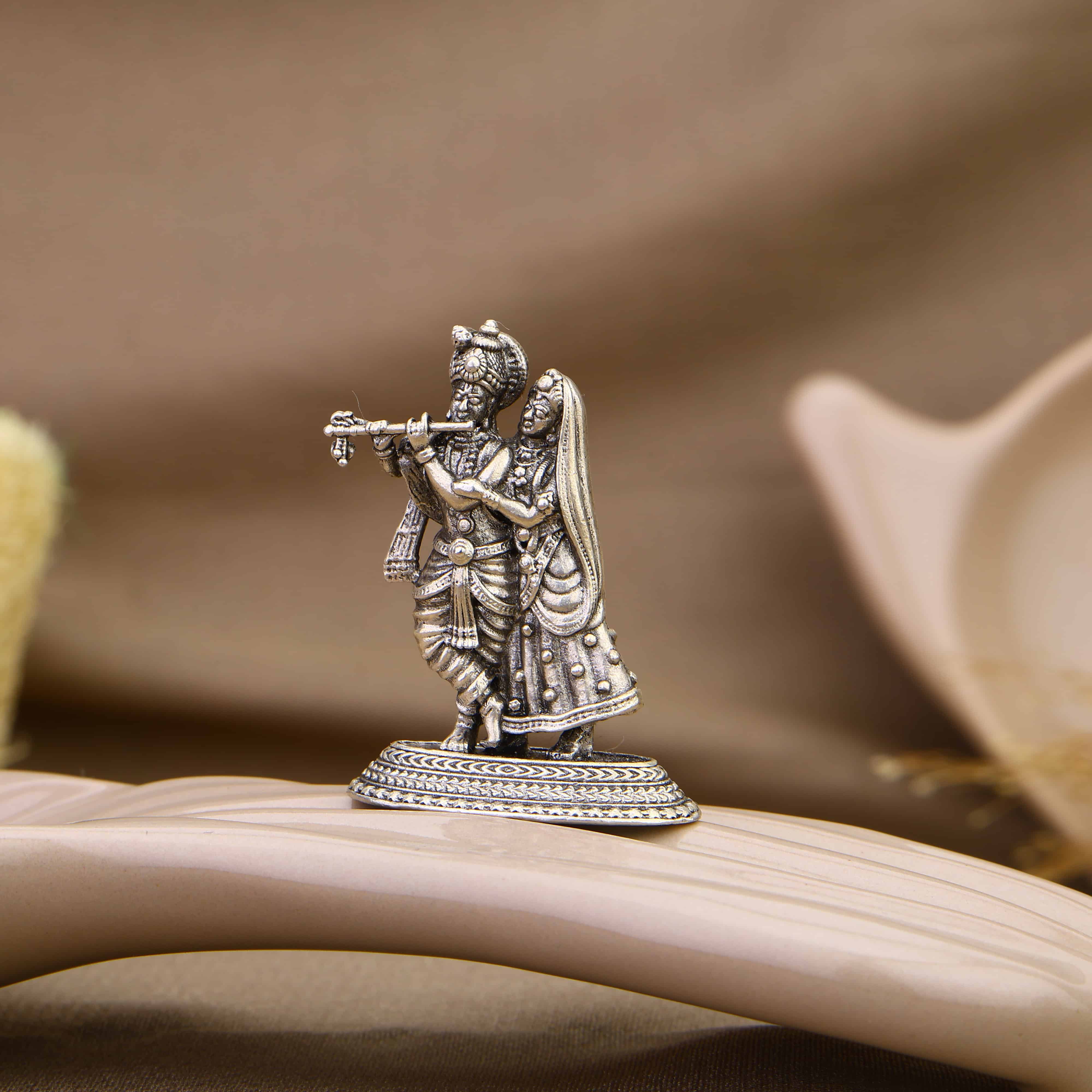 Radha Krishna Silver Murti