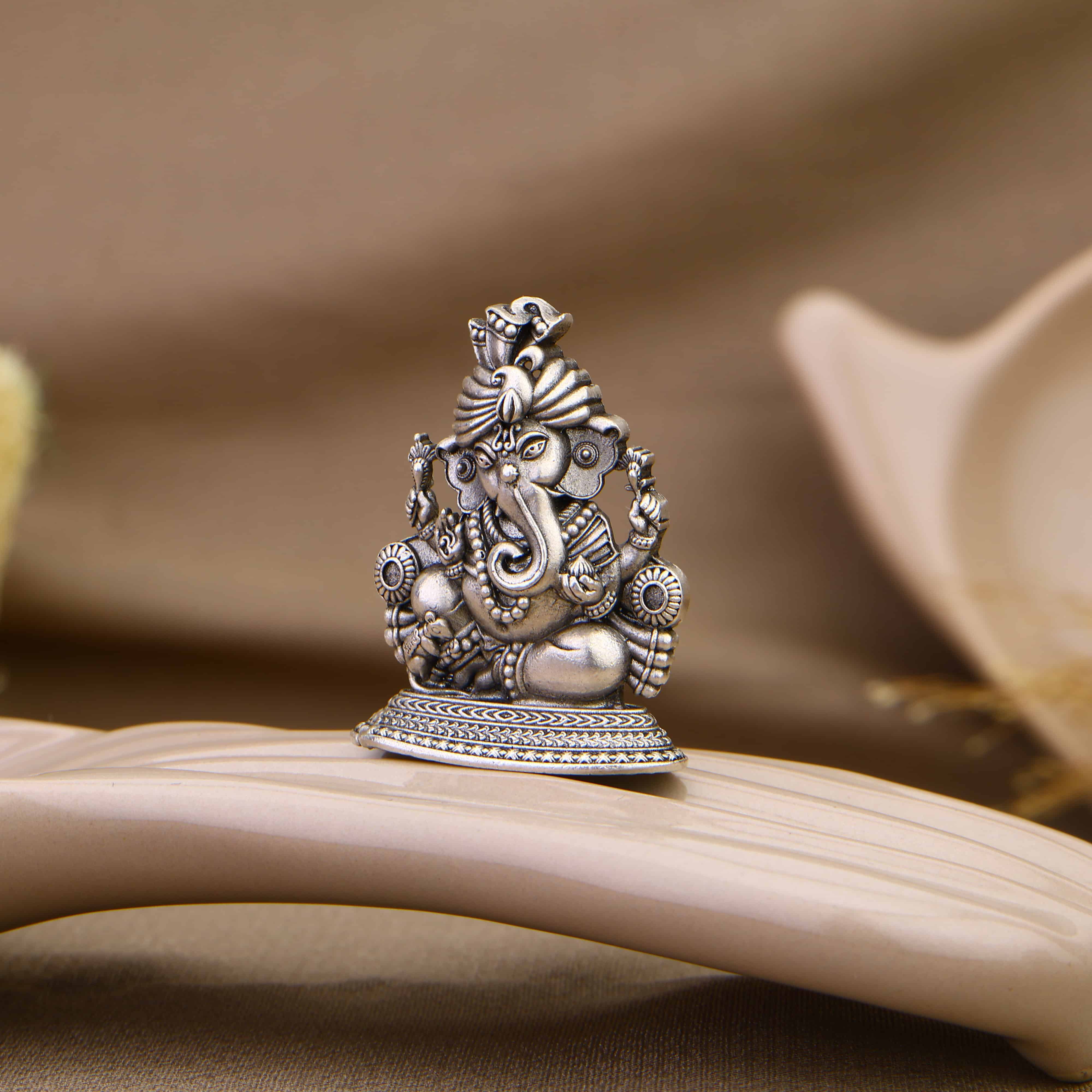 Lord Gajanana Silver Idol
