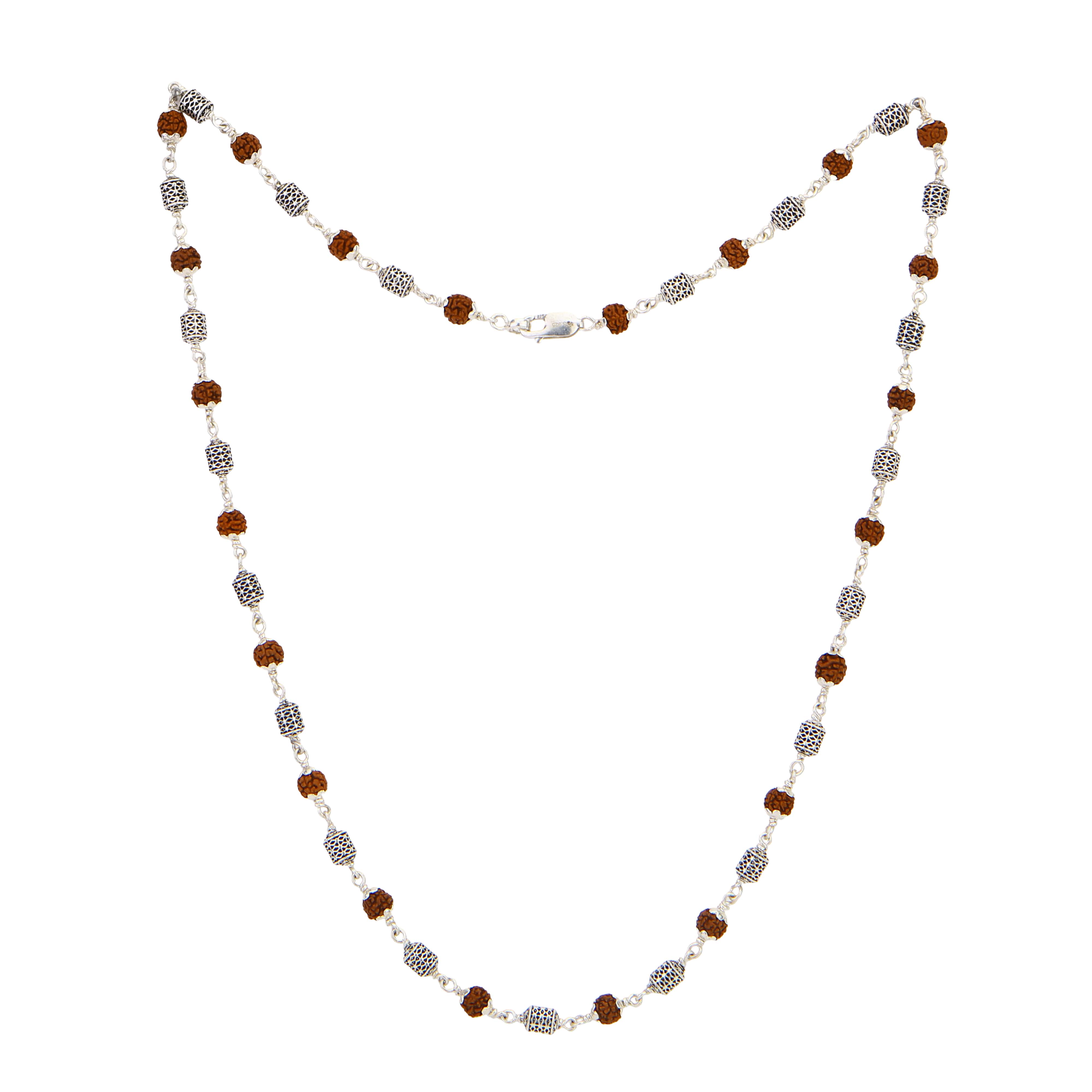 Authentic Rudraksha Oval Silver Mala