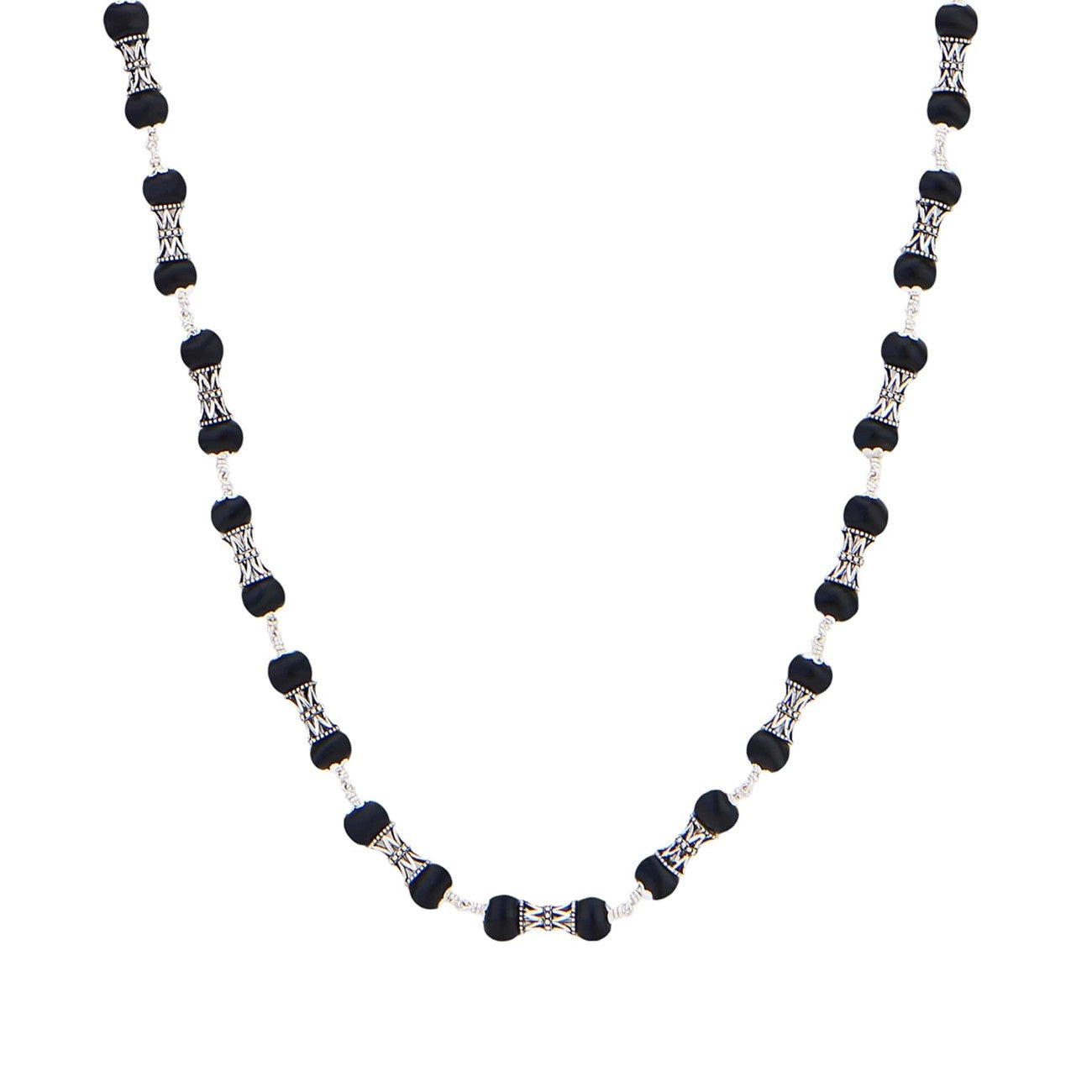 Original Karungali mala featuring Damru silver beads for spiritual wear