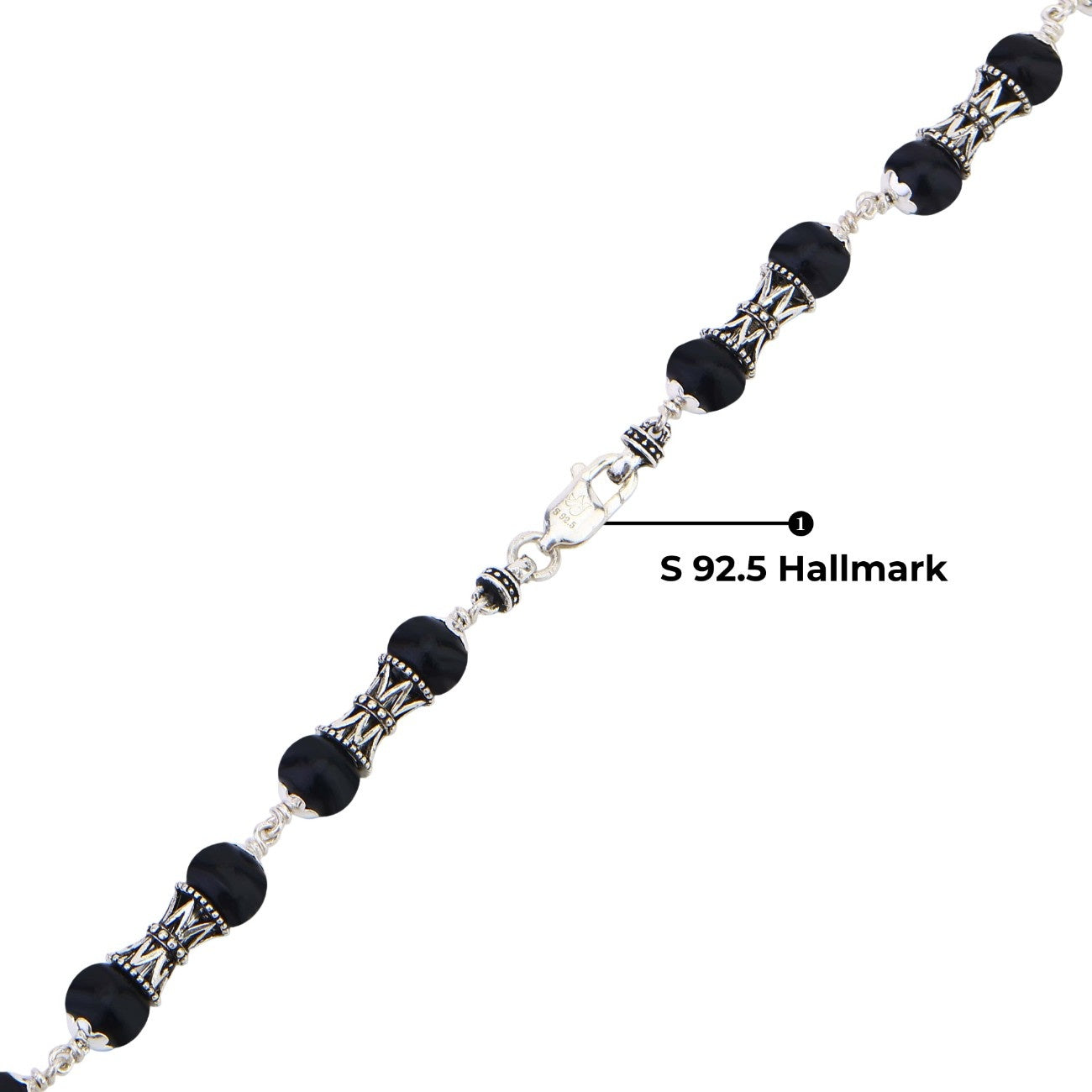 Karungali Silver Mala (Damru Beads)