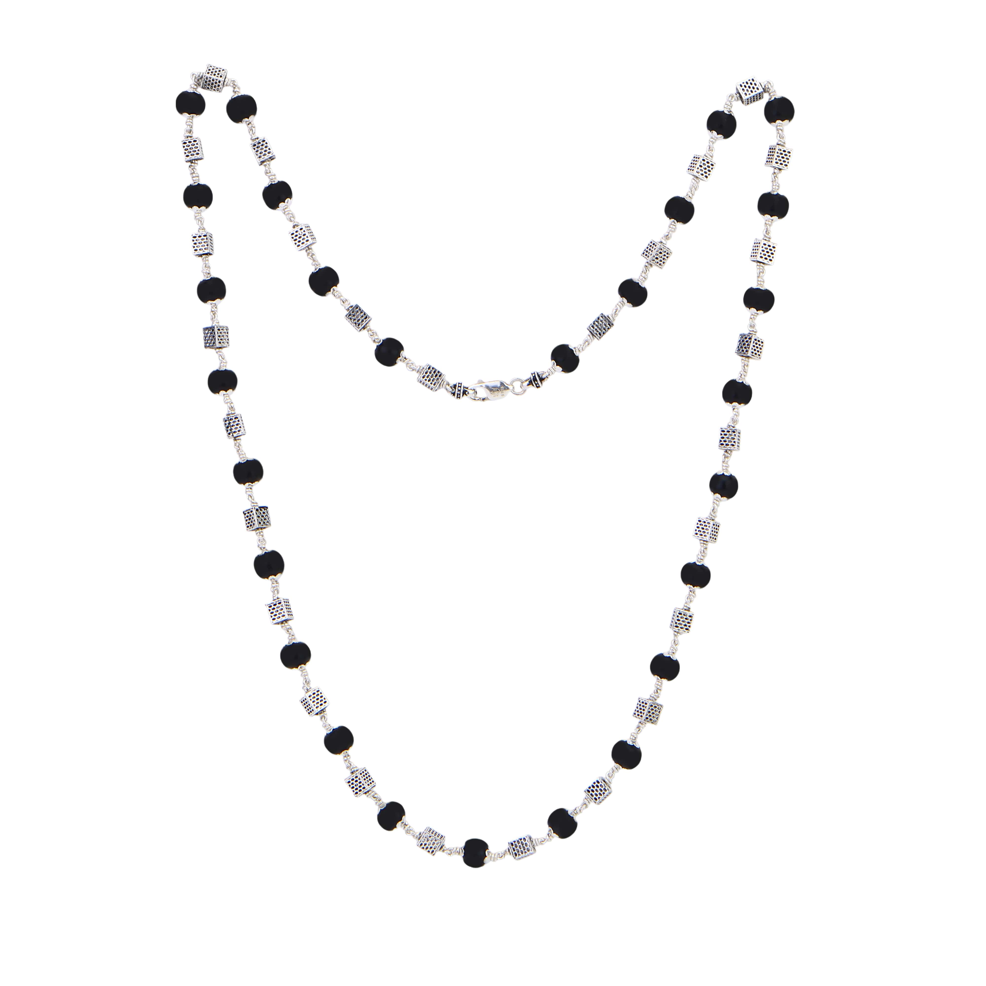 Karungali Silver Mala Square Beads