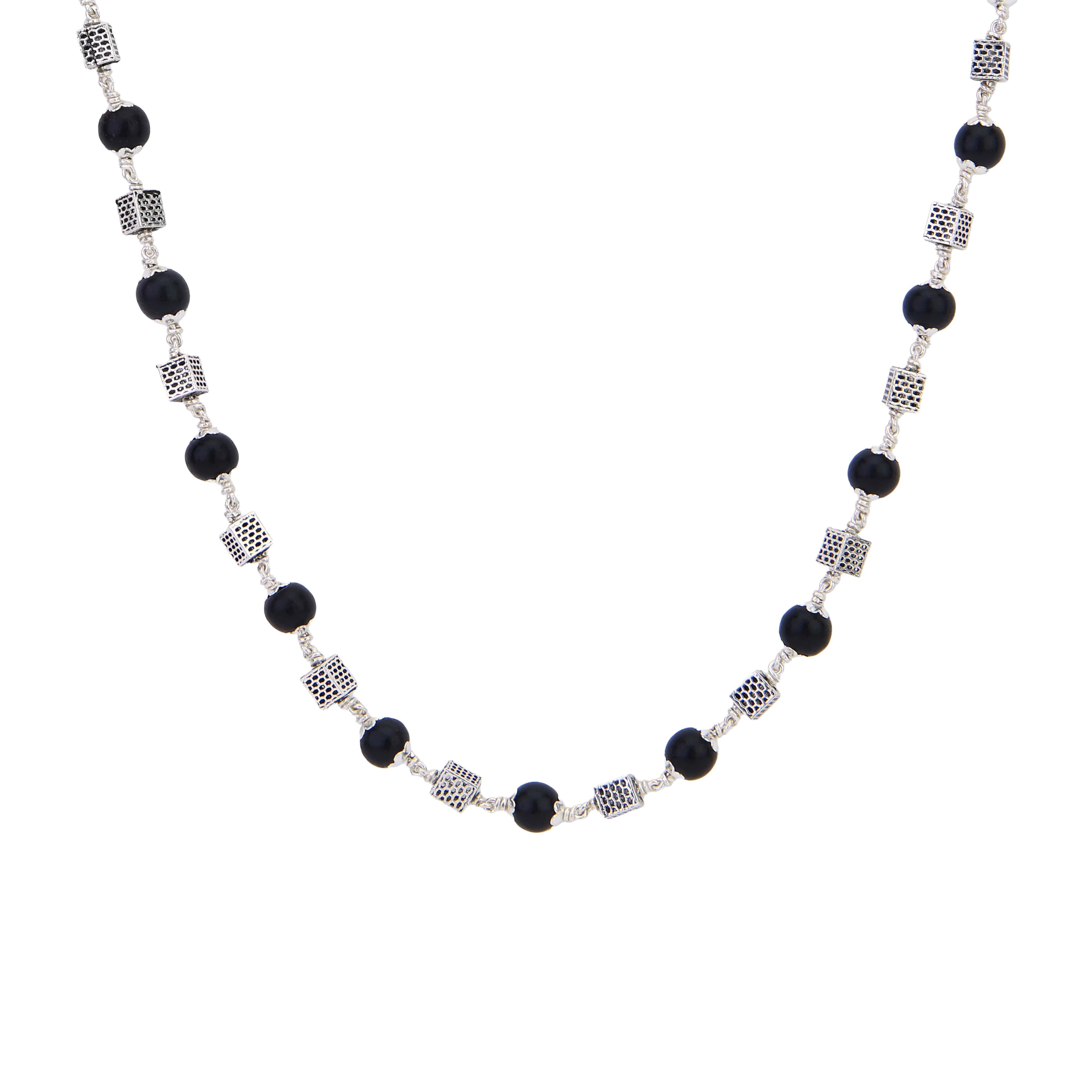 Authentic Karungali Silver Mala Square Beads
