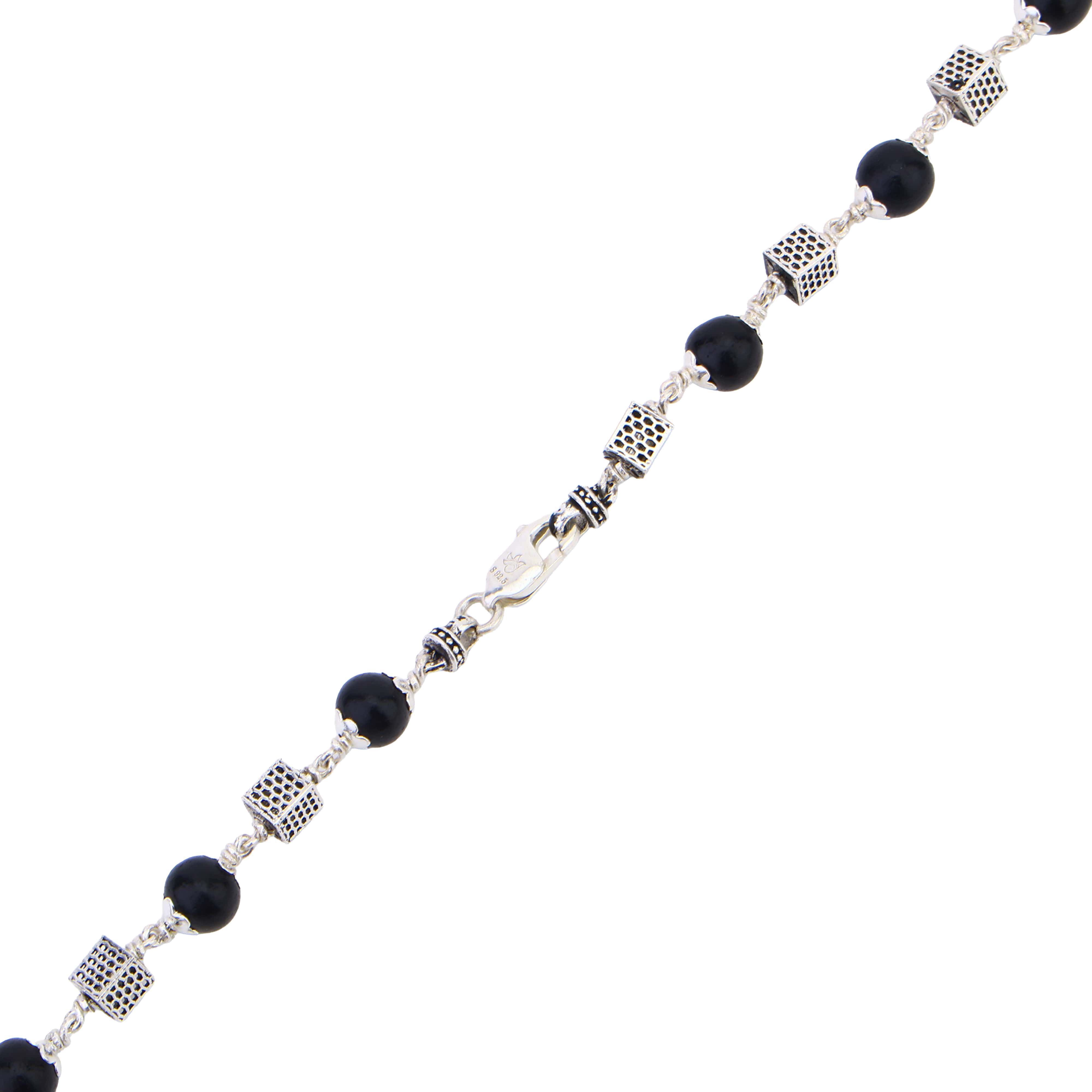 Authentic Karungali Silver Mala Square Beads