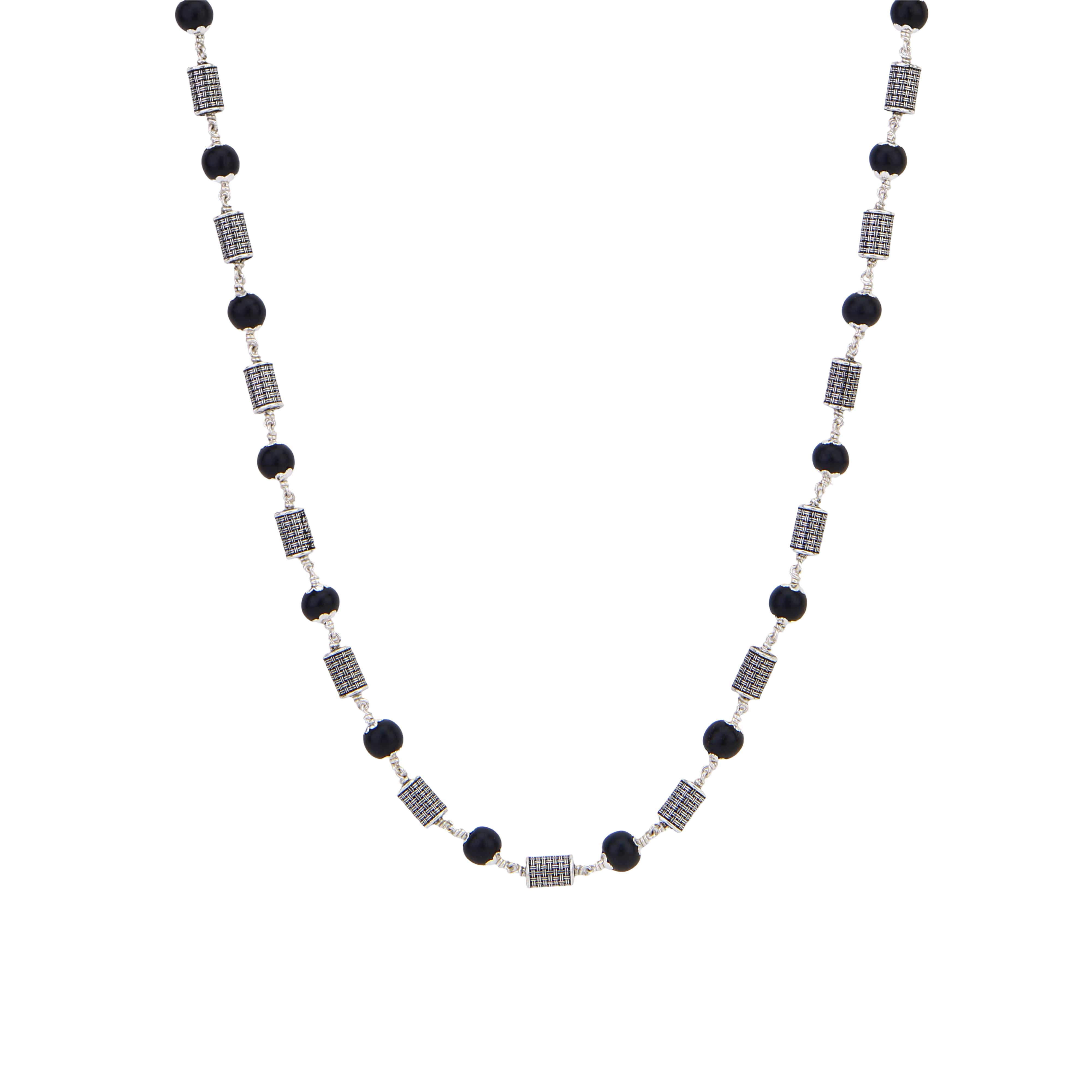 Karungali Silver Mala (Cylindrical Beads)