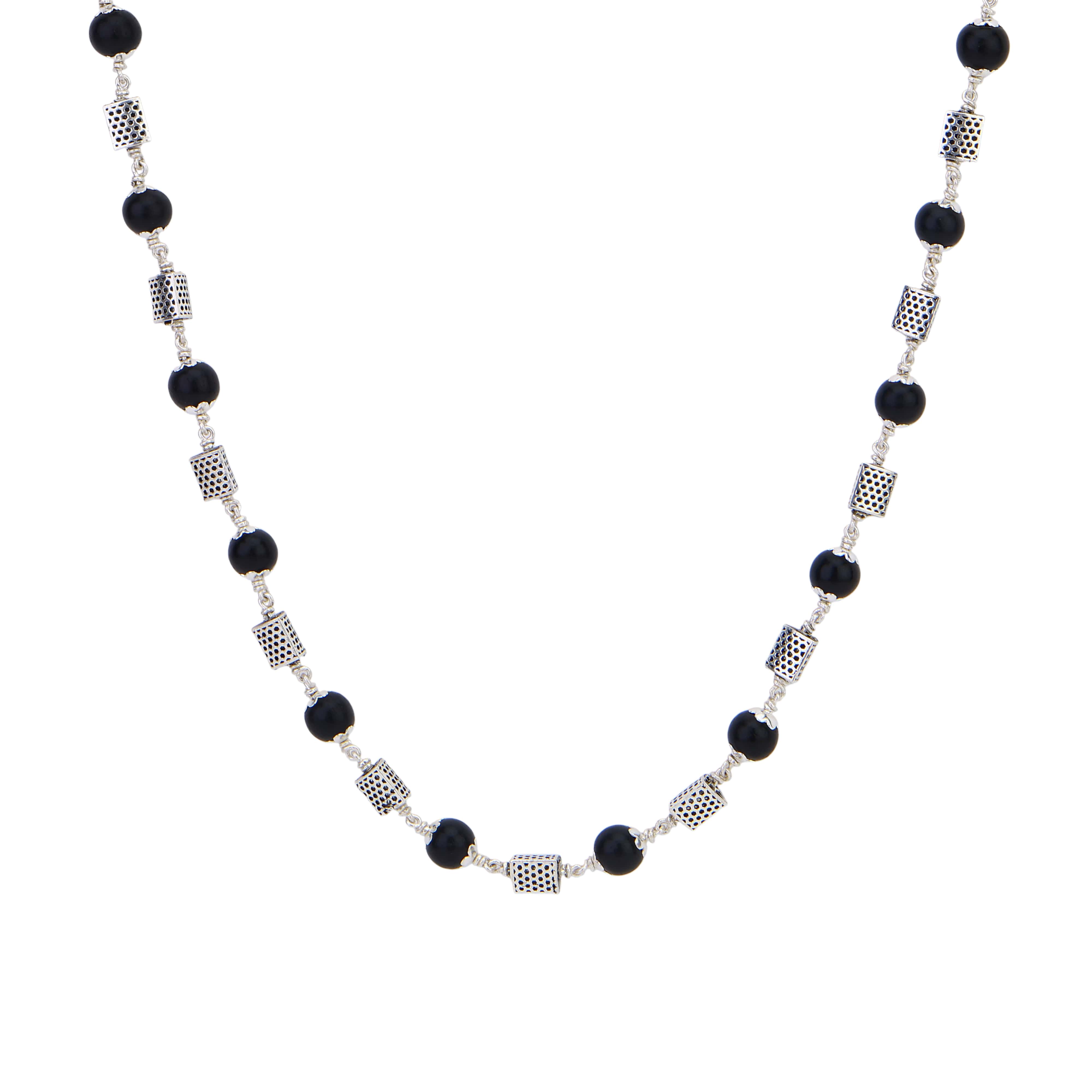 Premium Karungali wood mala with handcrafted triangle silver beads