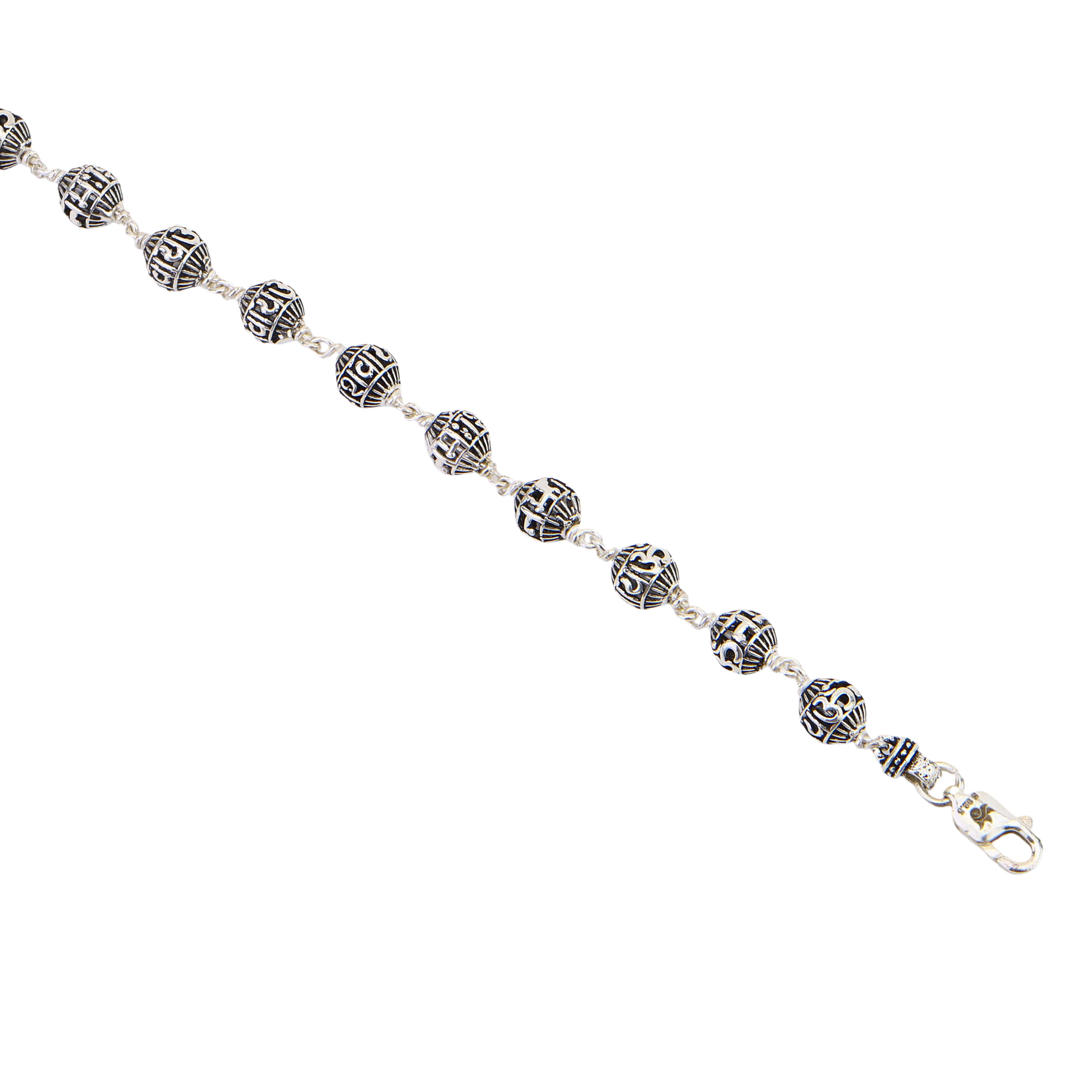 Authentic Om Namah Shivay Silver Bead Bracelet