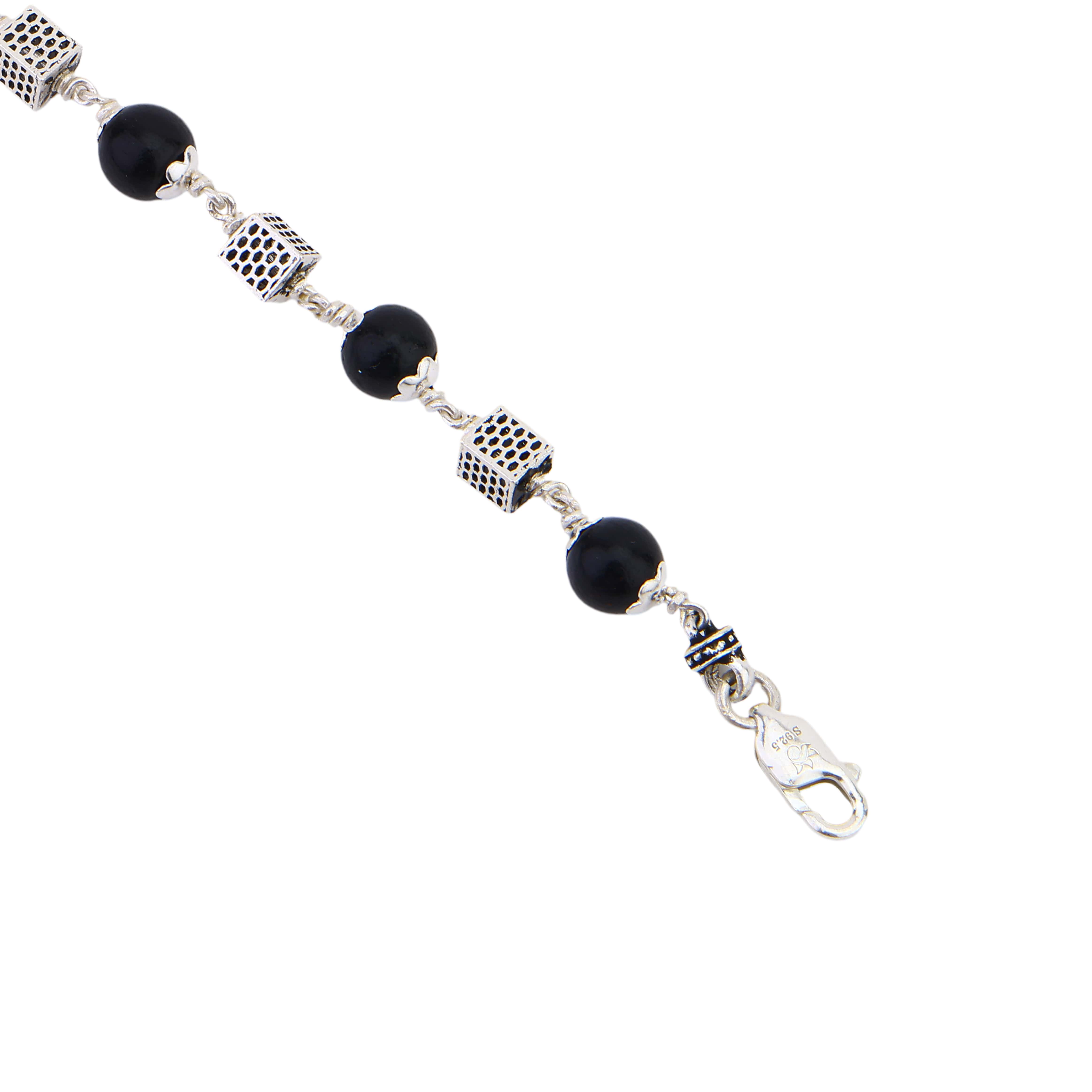 Karungali with Square Silver Bracelet