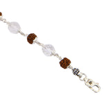 Original Rudraksha with Sphatik Diamond Cut Beads Silver Bracelet