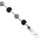 Karungali with Heavy Bead Silver Bracelet