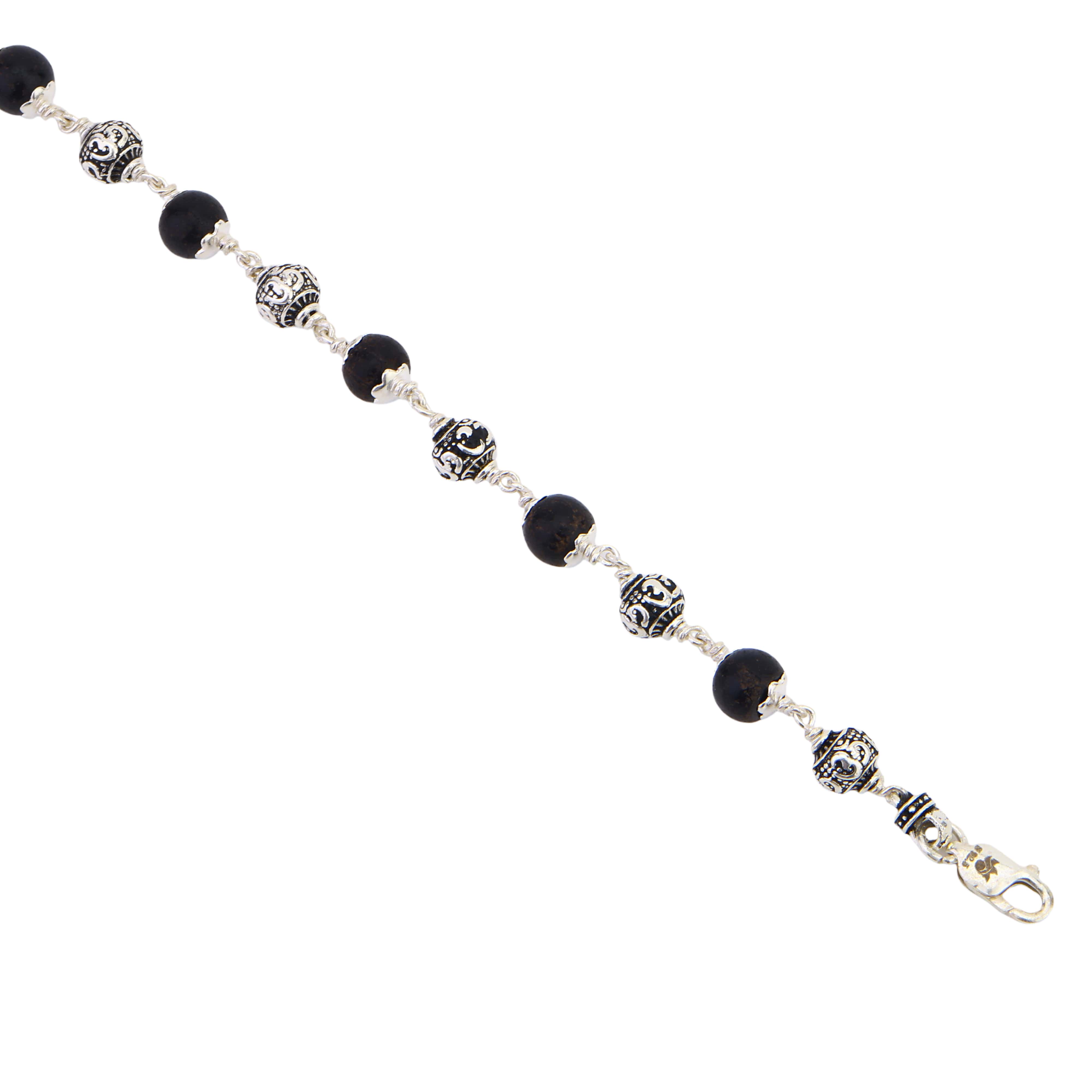 Karungali with Om Silver Bracelet
