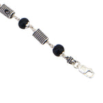 Karungali with Hollow Cylindrical Silver Bracelet