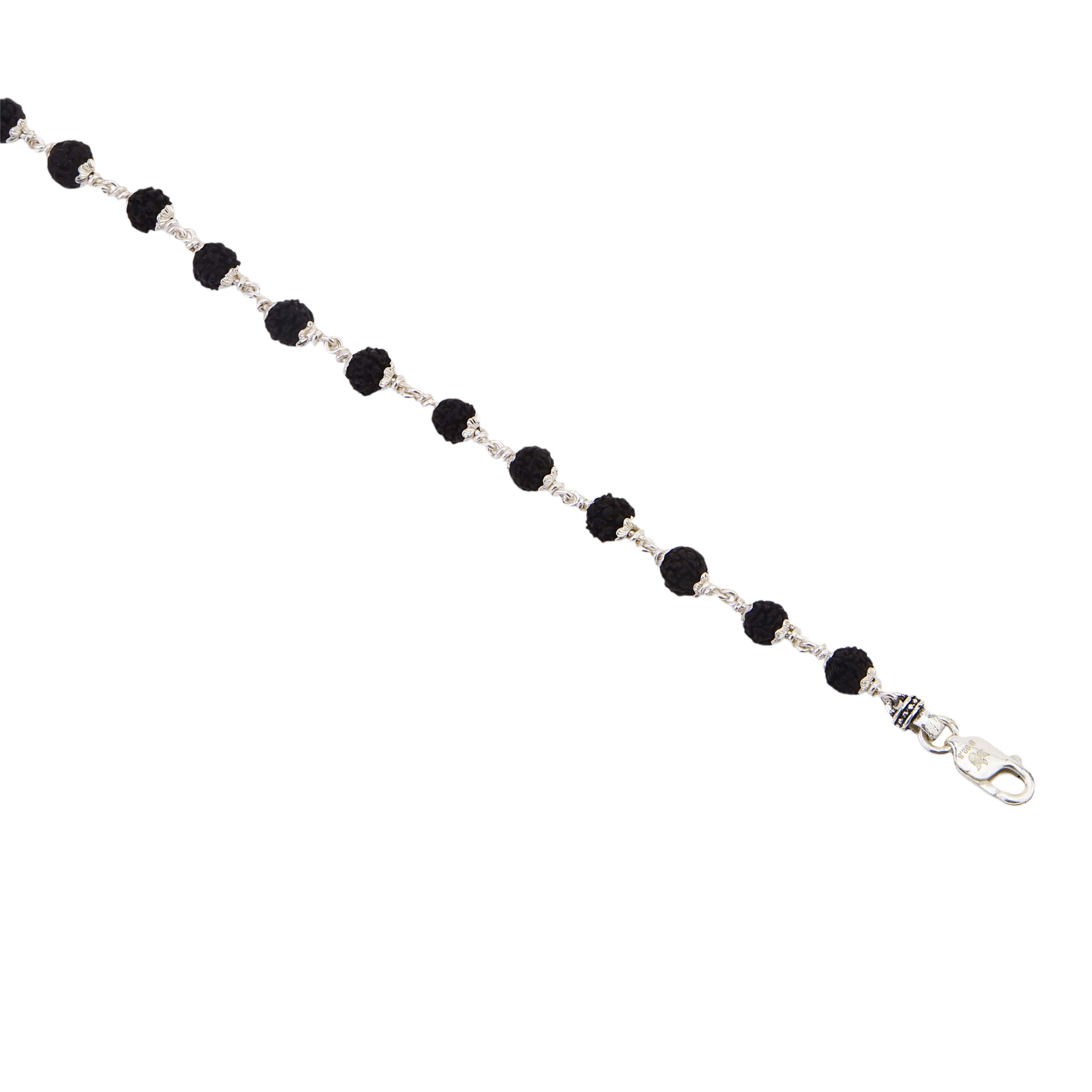 Black Rudraksha Bracelet with Silver Beads