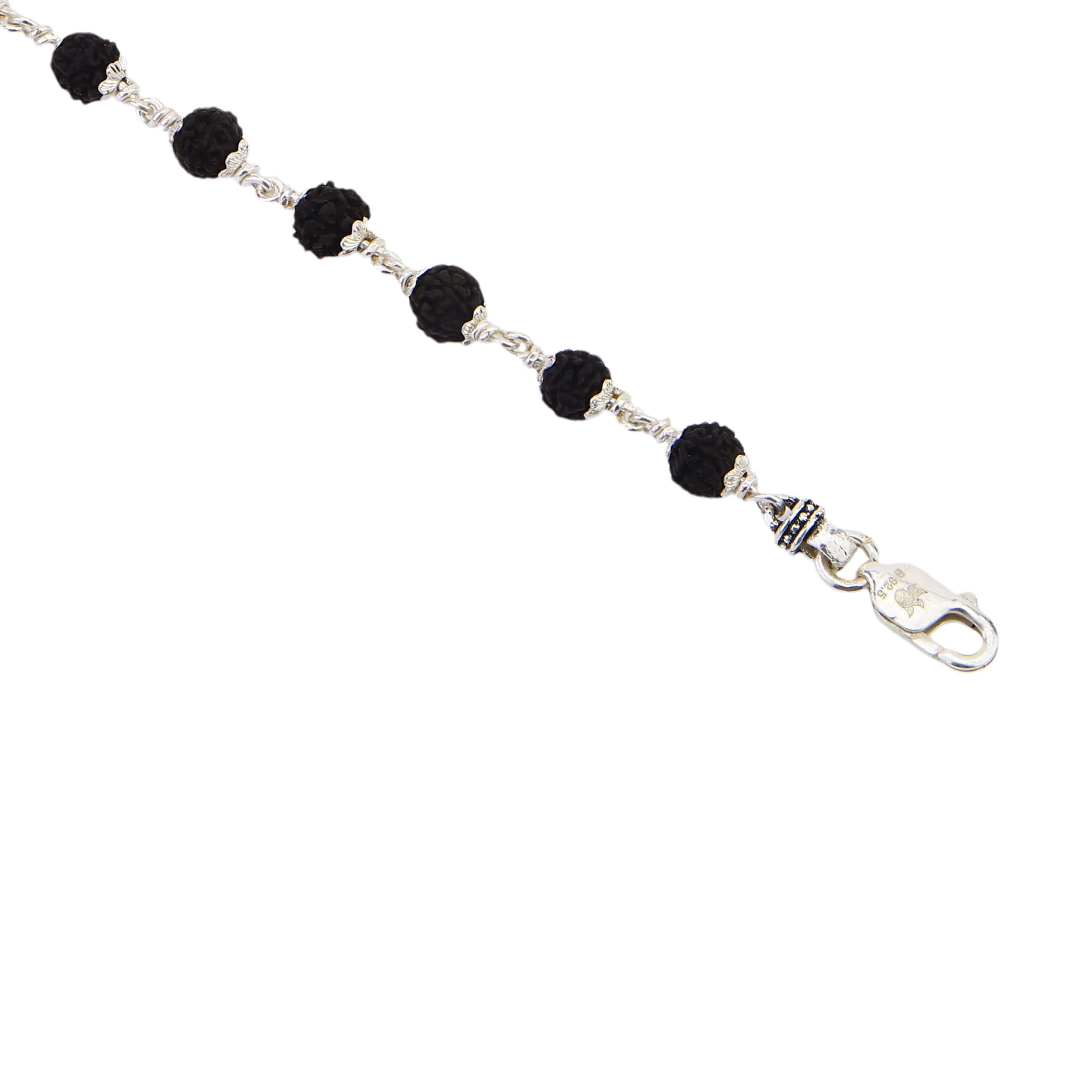92.5 Silver Black Rudraksha Bracelet