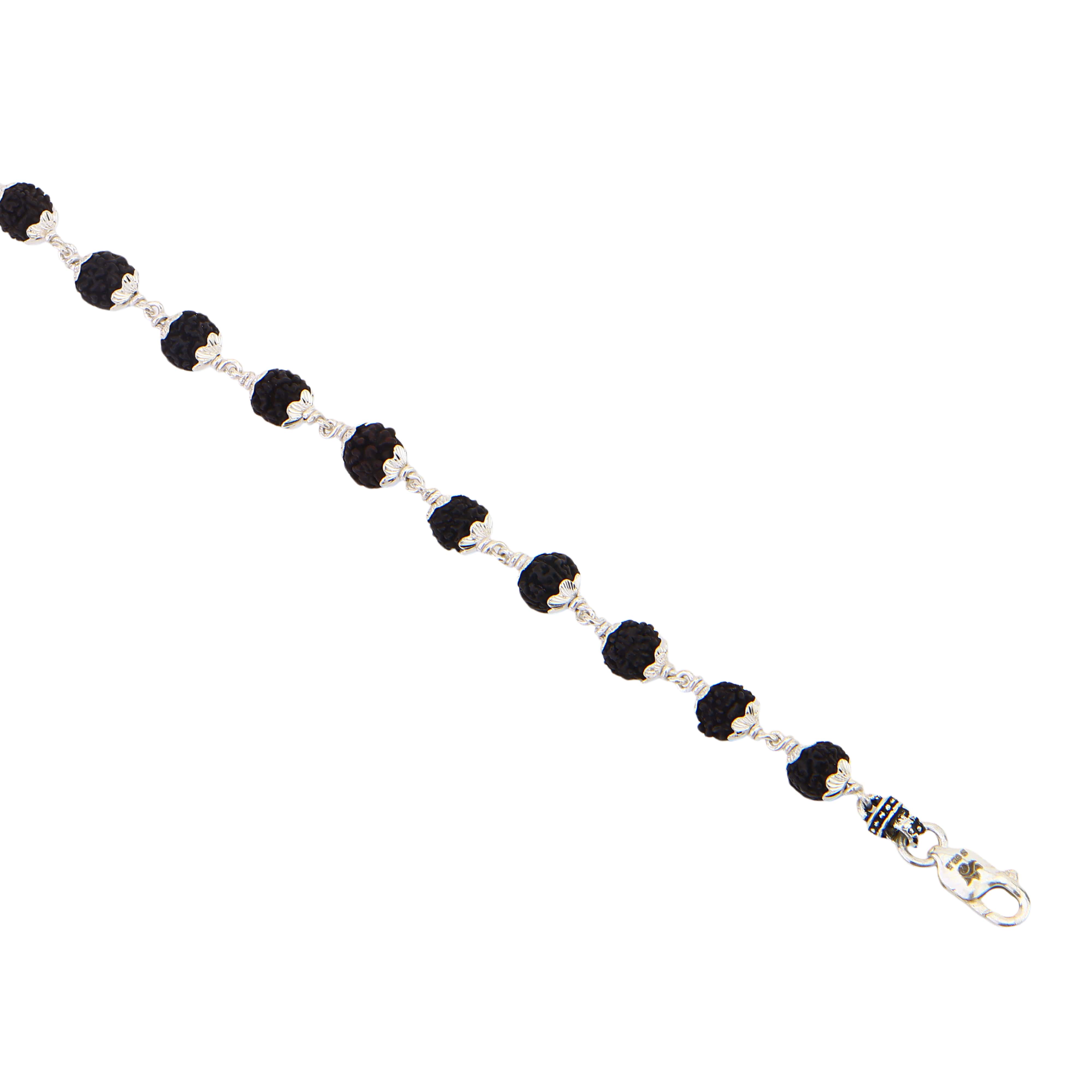 Original Black Rudraksha Silver Bracelet