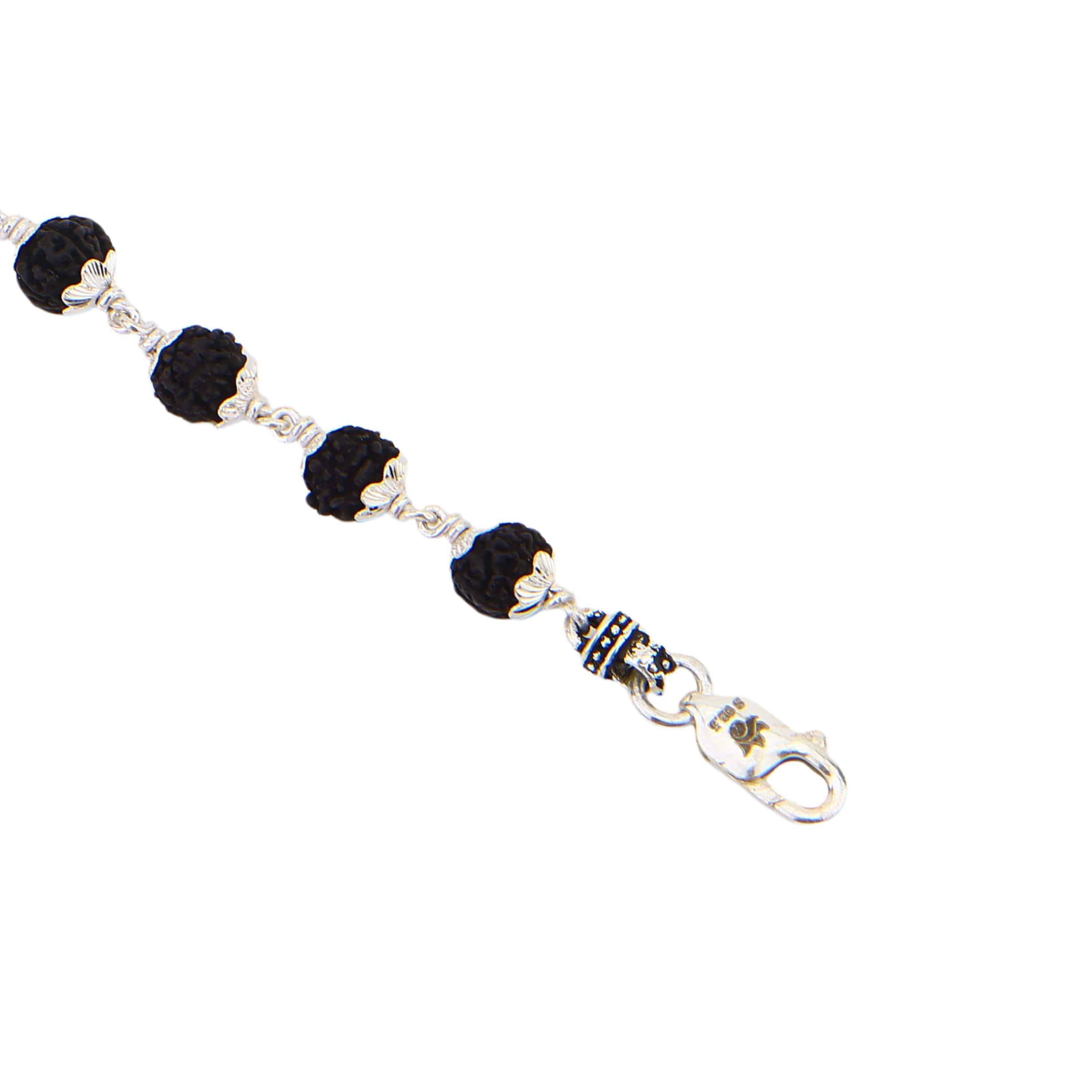 Black Rudraksha Silver Bracelet