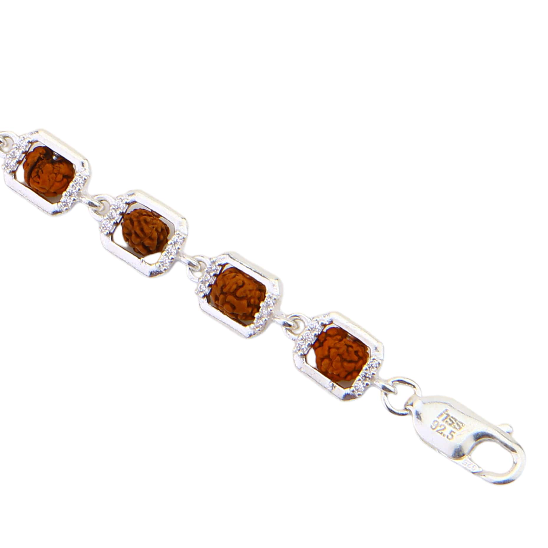Original Rudraksha 92.5 Silver Bracelet (Square Link)