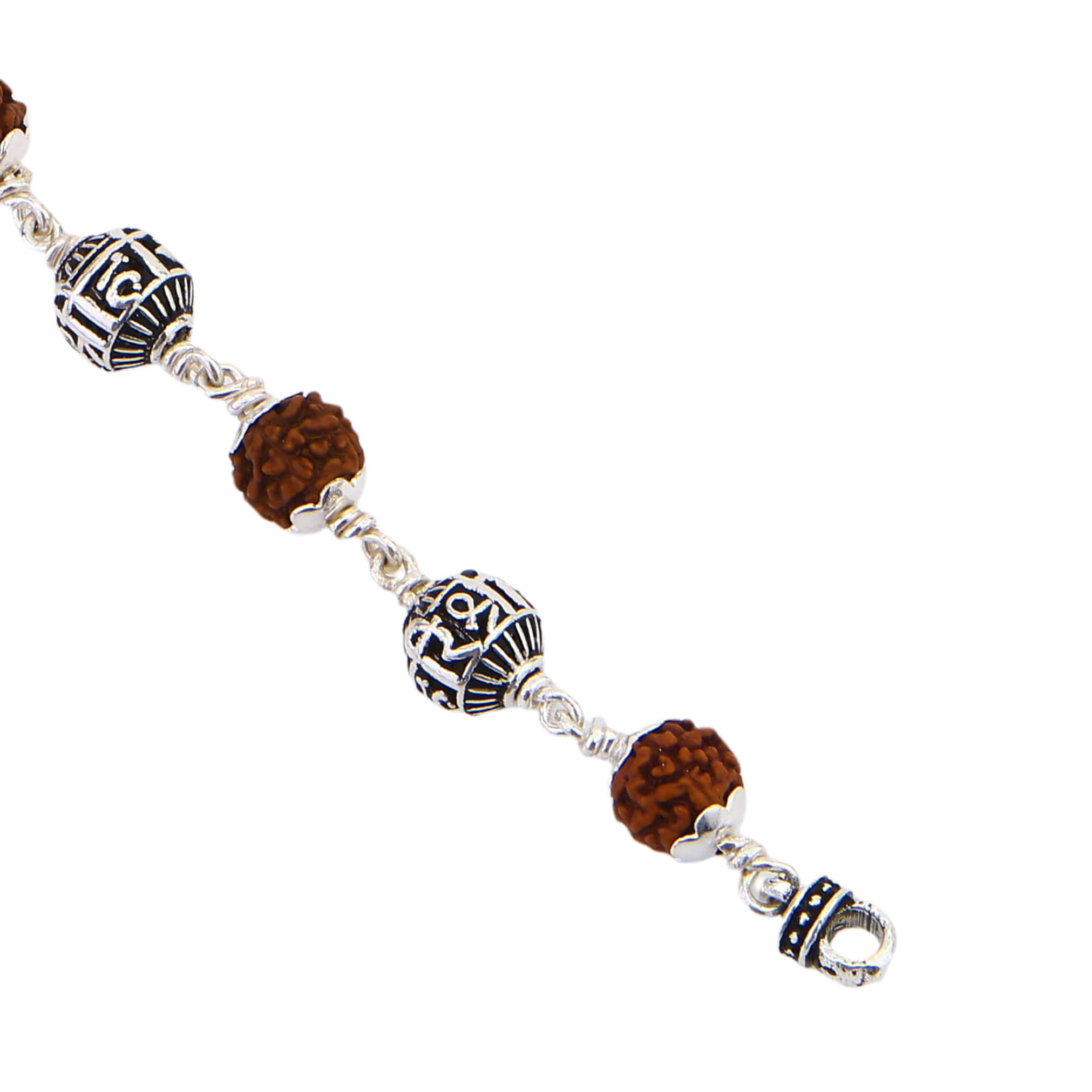 Rudraksha With Shree Hari Silver Bead Bracelet