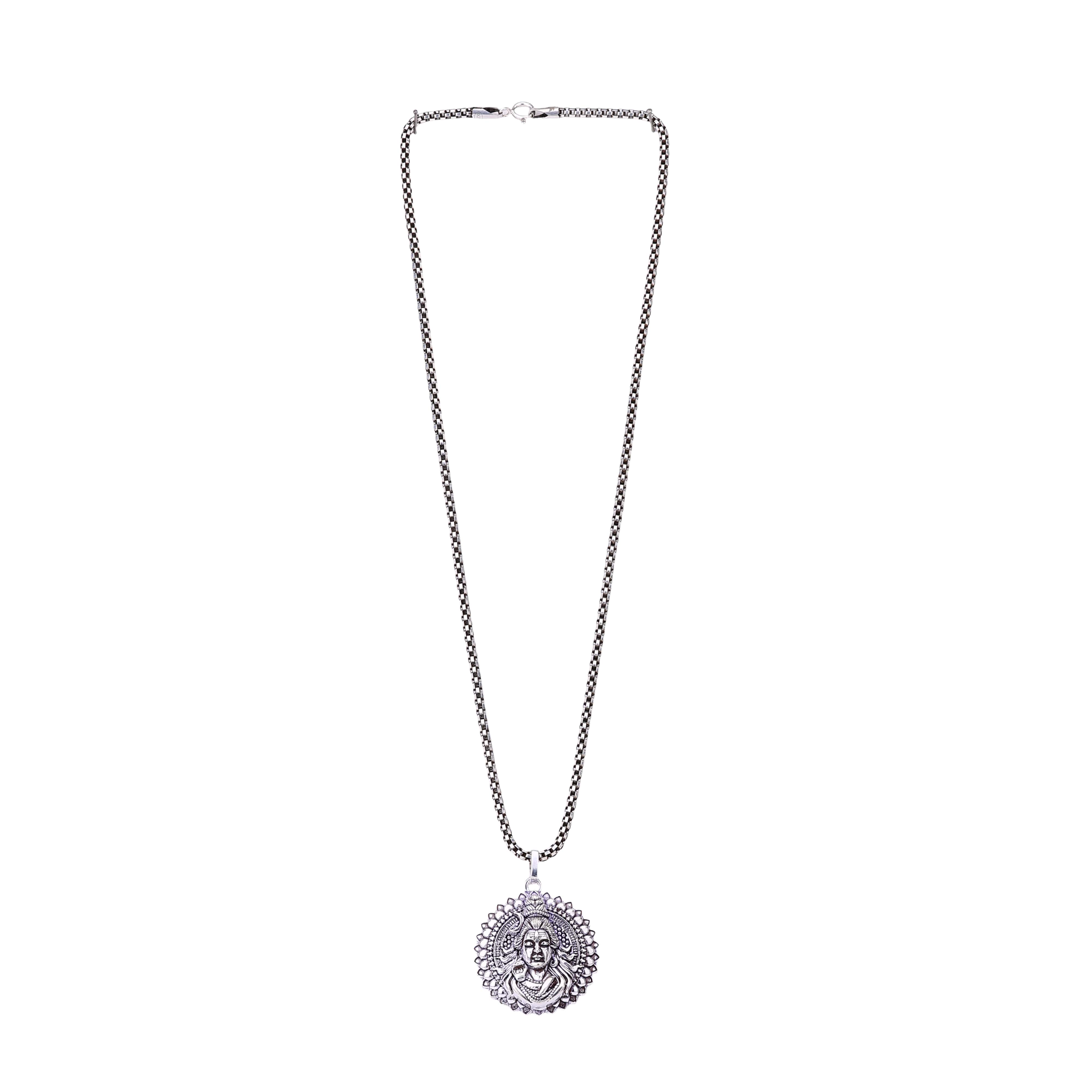 Lord Shankar Silver Pendant with Silver Chain