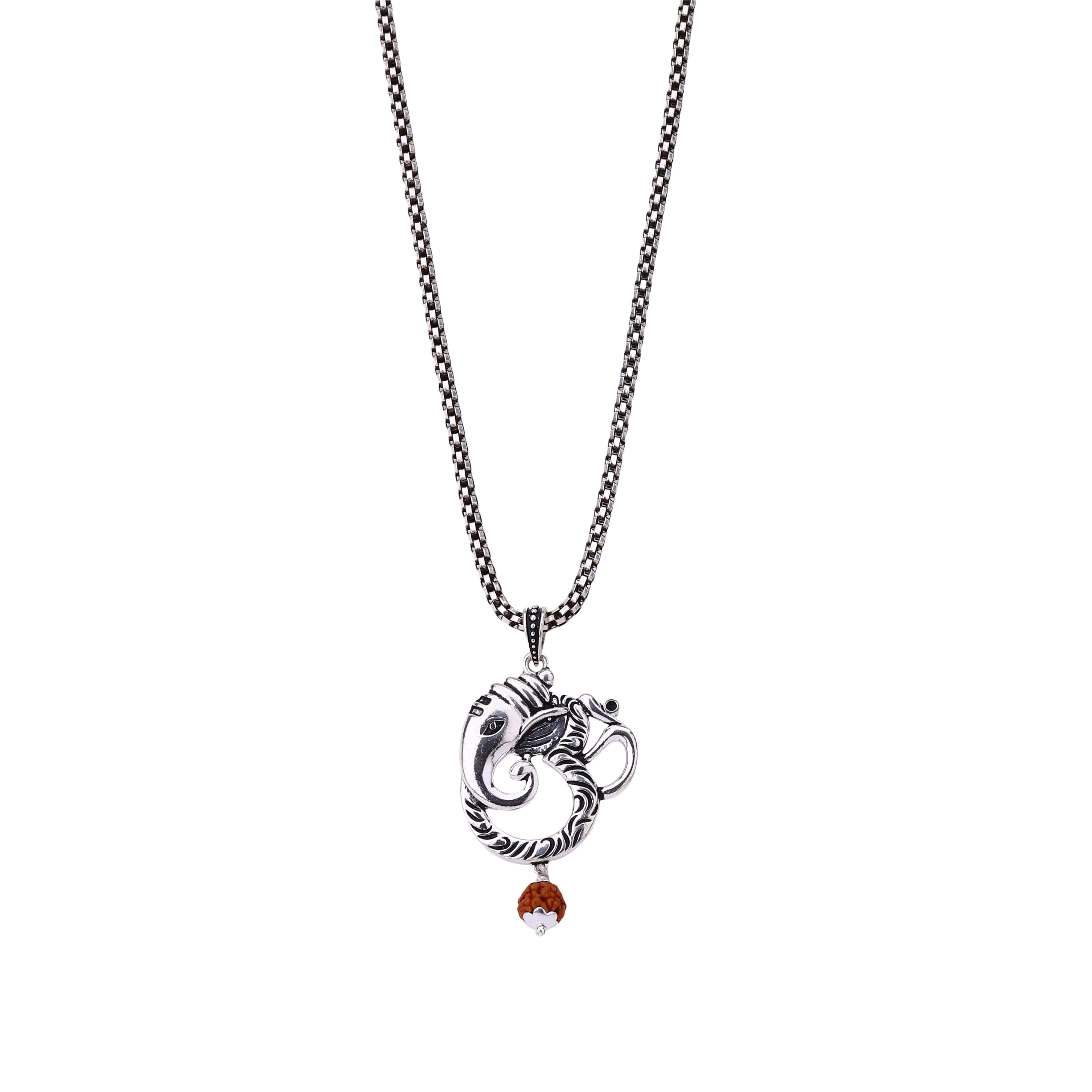 Shree Ganesh Om Rudraksha Silver Pendant
