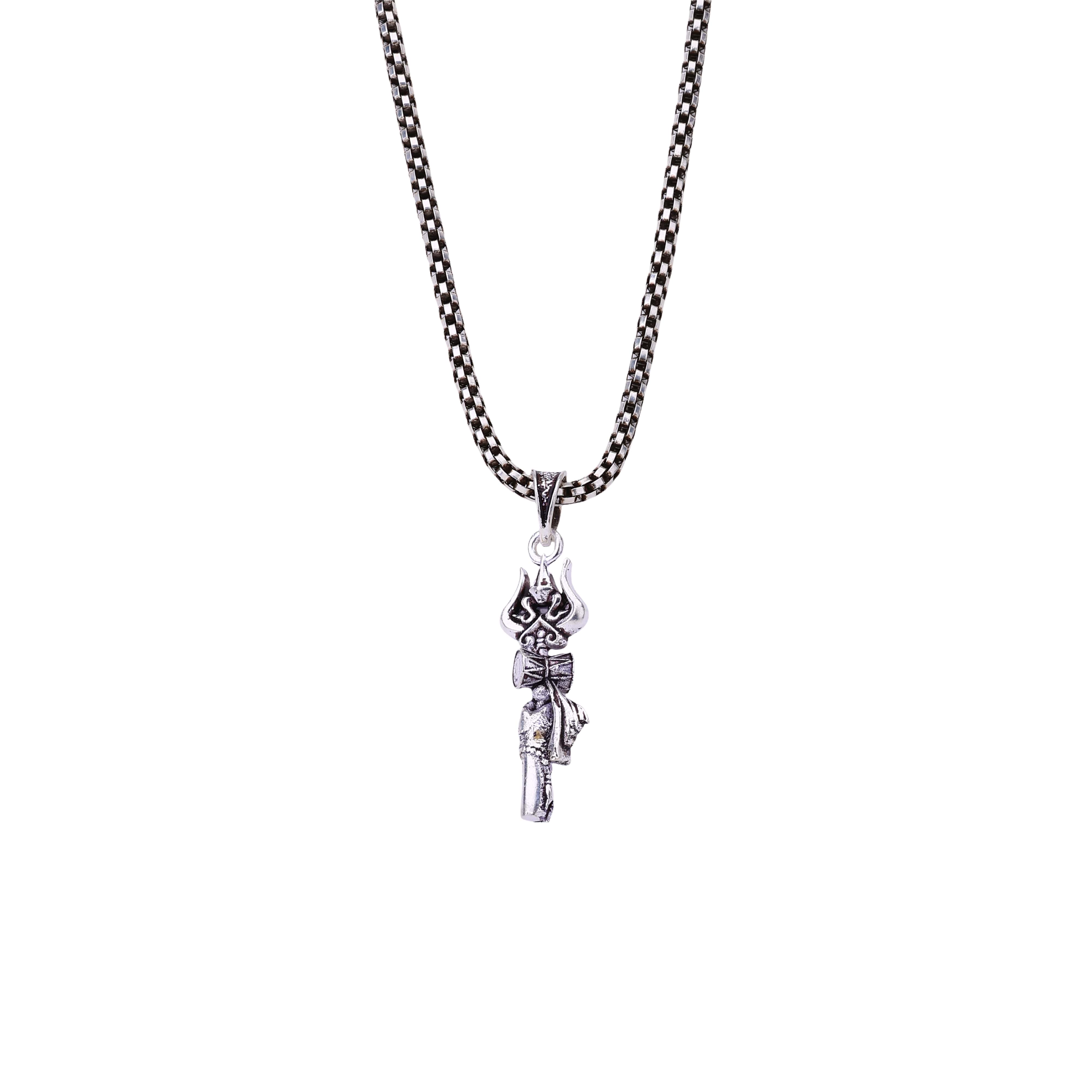 Premium 925 silver Trishul Damru pendant with intricate detailing