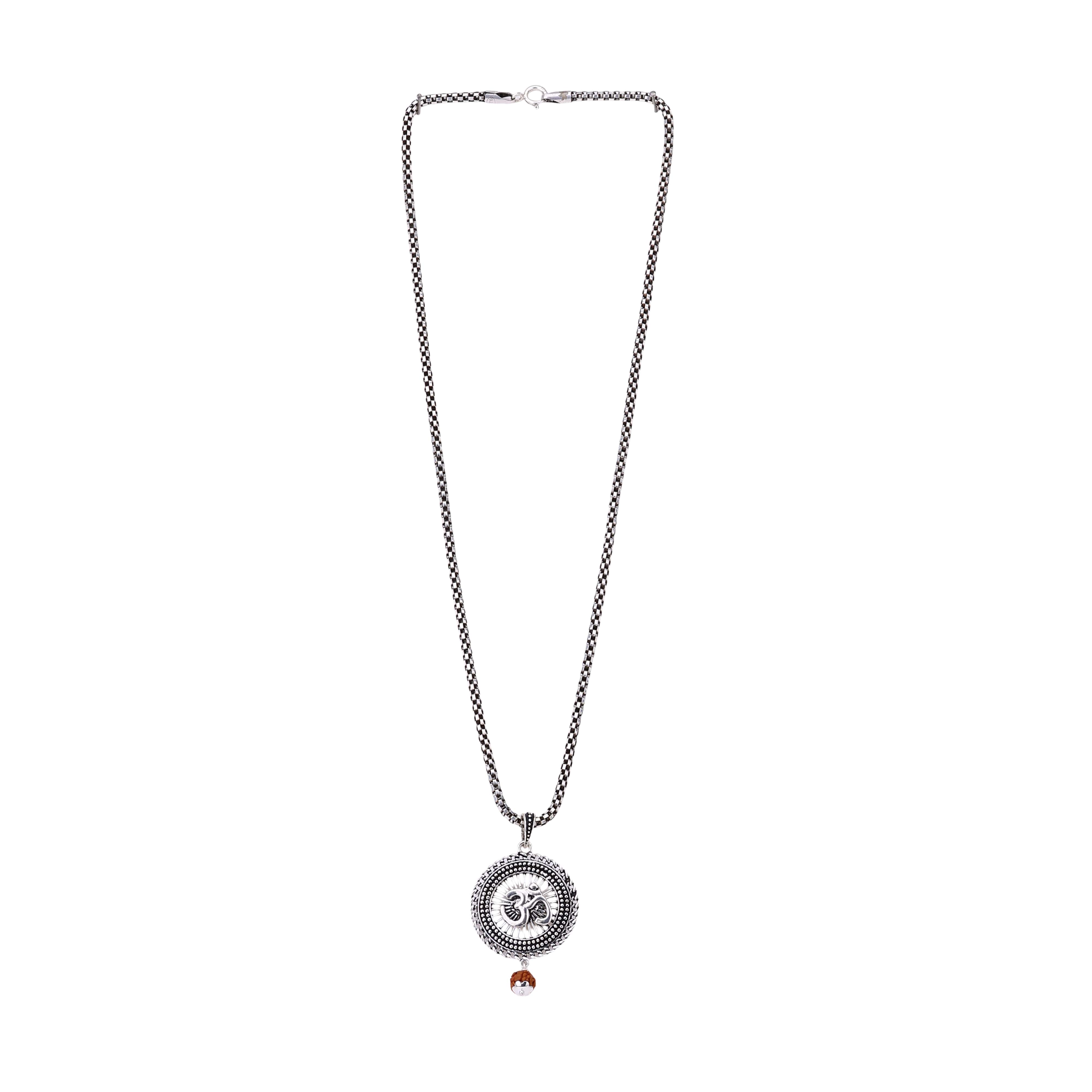 Sacred Surya Om Rudraksha Silver Pendant