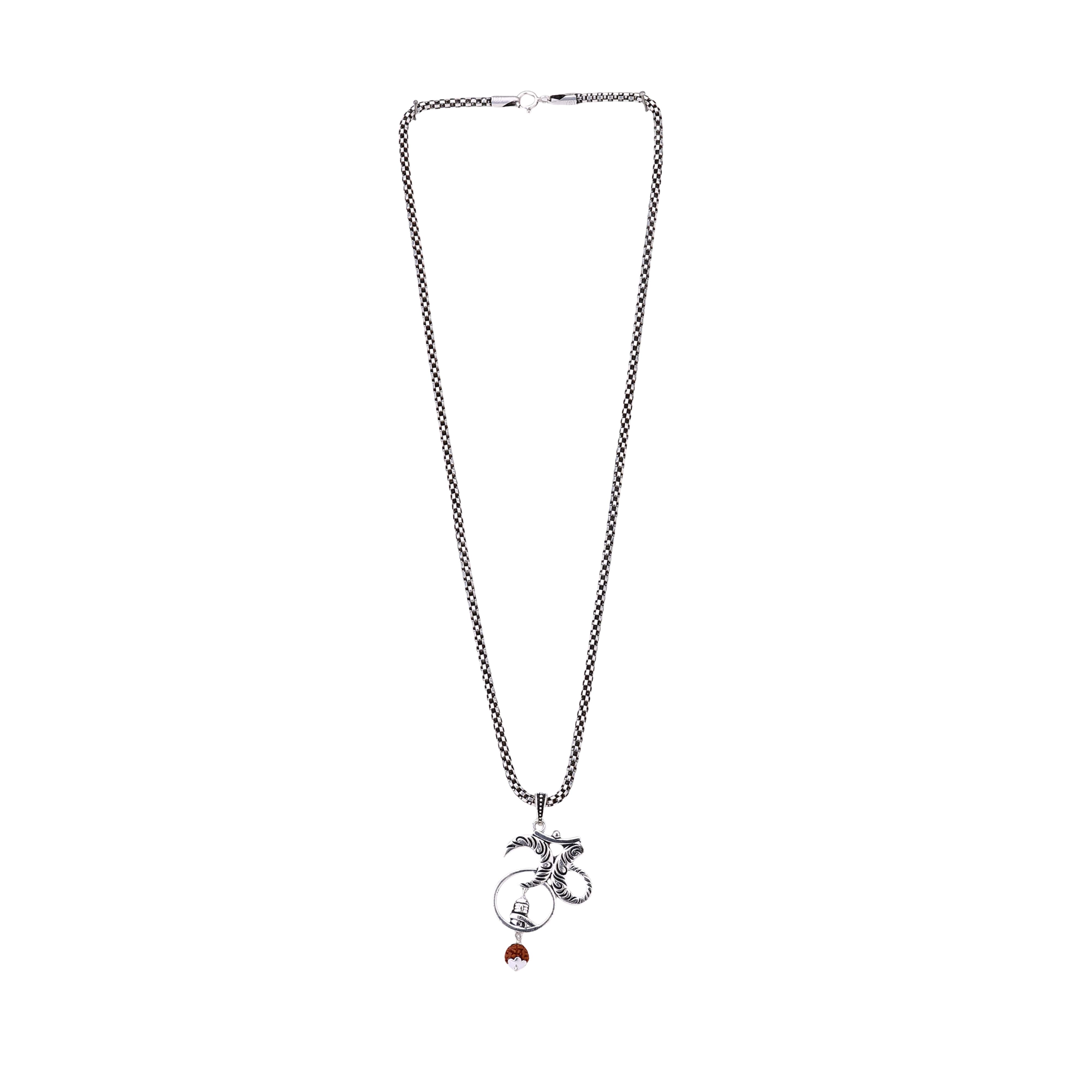 Mahadev Om Chandra Silver Pendant