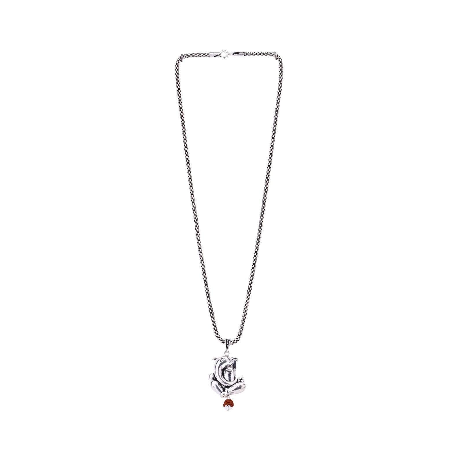 Ganesha Shivling Rudraksha Silver Pendant