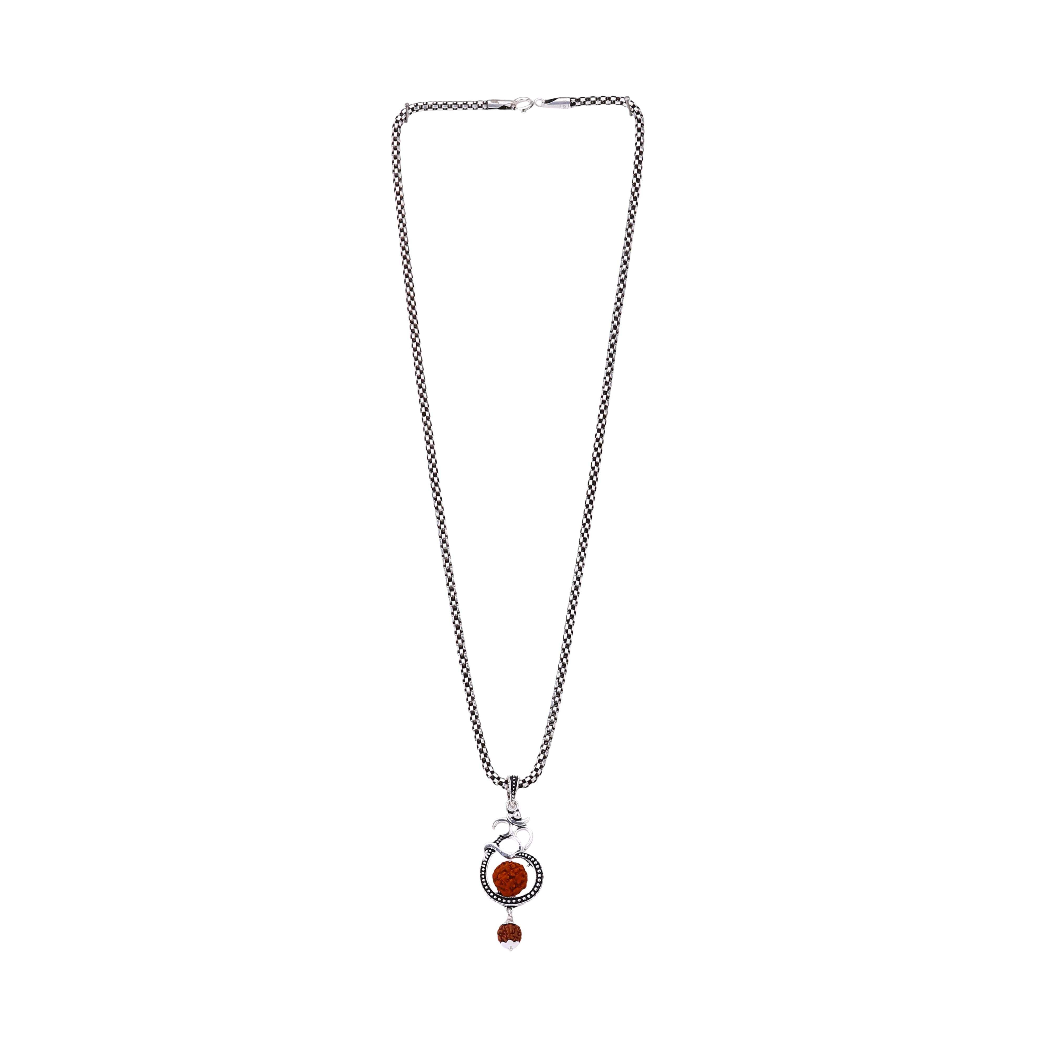 Om Rudraksha Silver Pendant
