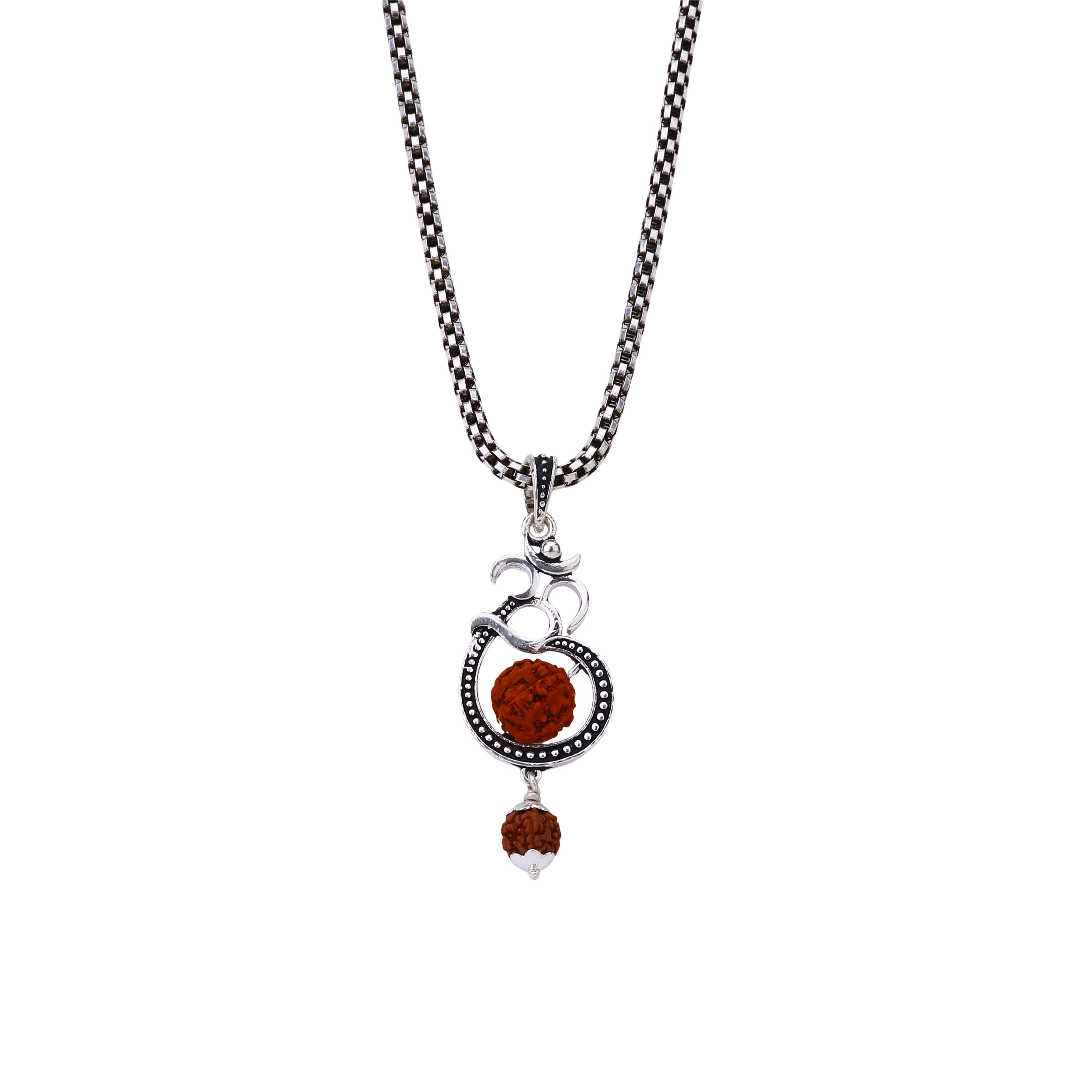 Om Rudraksha Silver Pendant