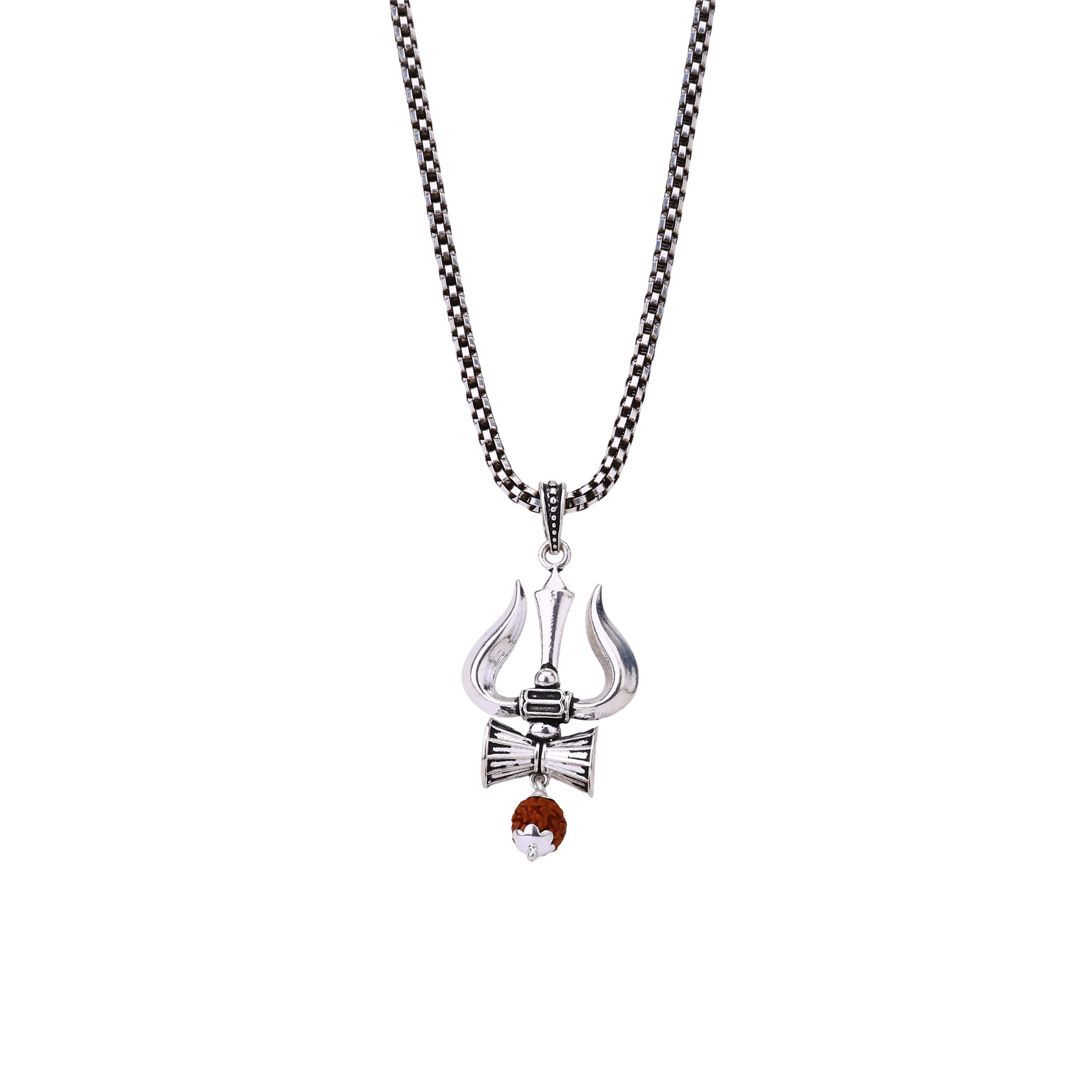 Shiva Trishul Rudraksha Silver Pendant