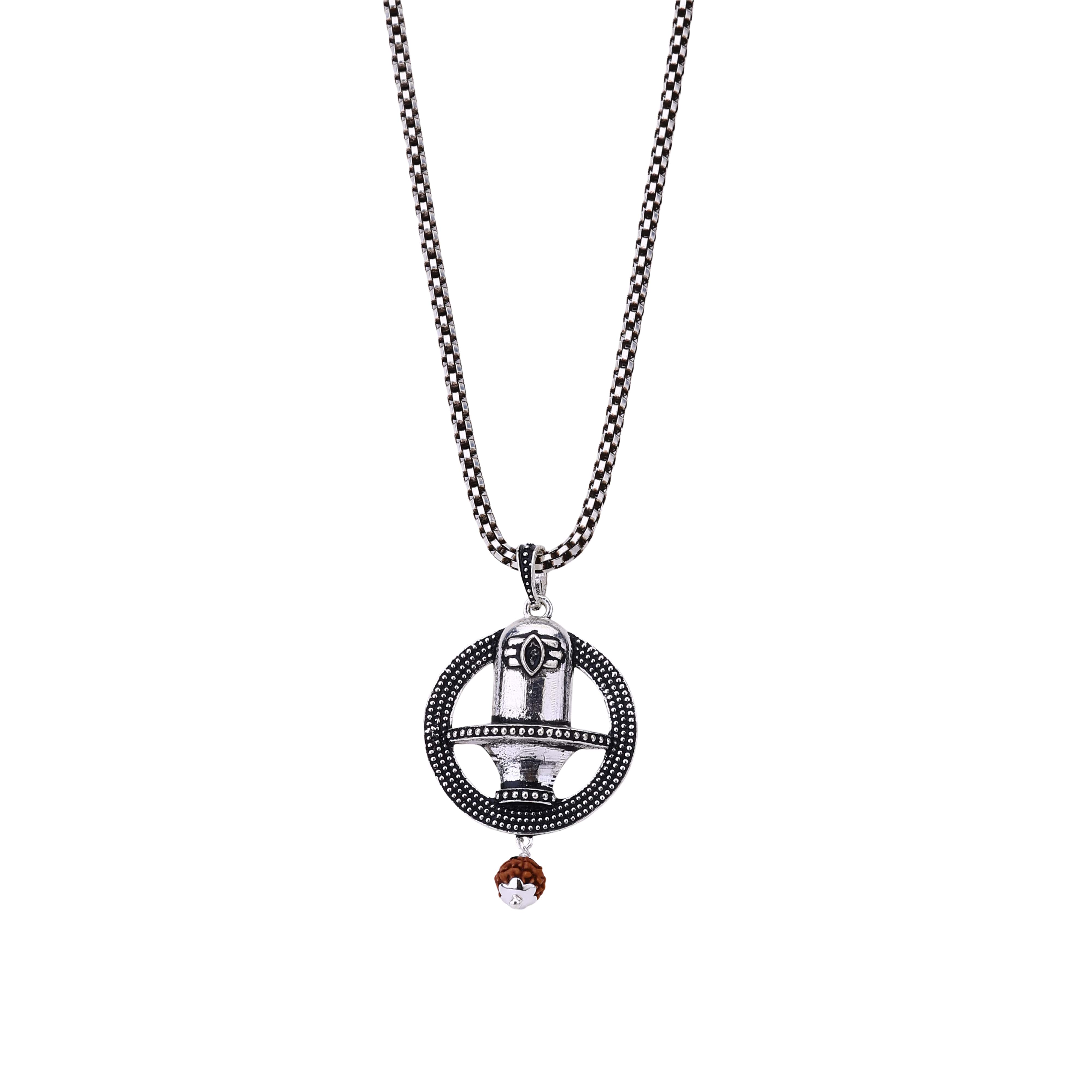 Sacred Orbit Shivling Rudraksha Silver Pendant